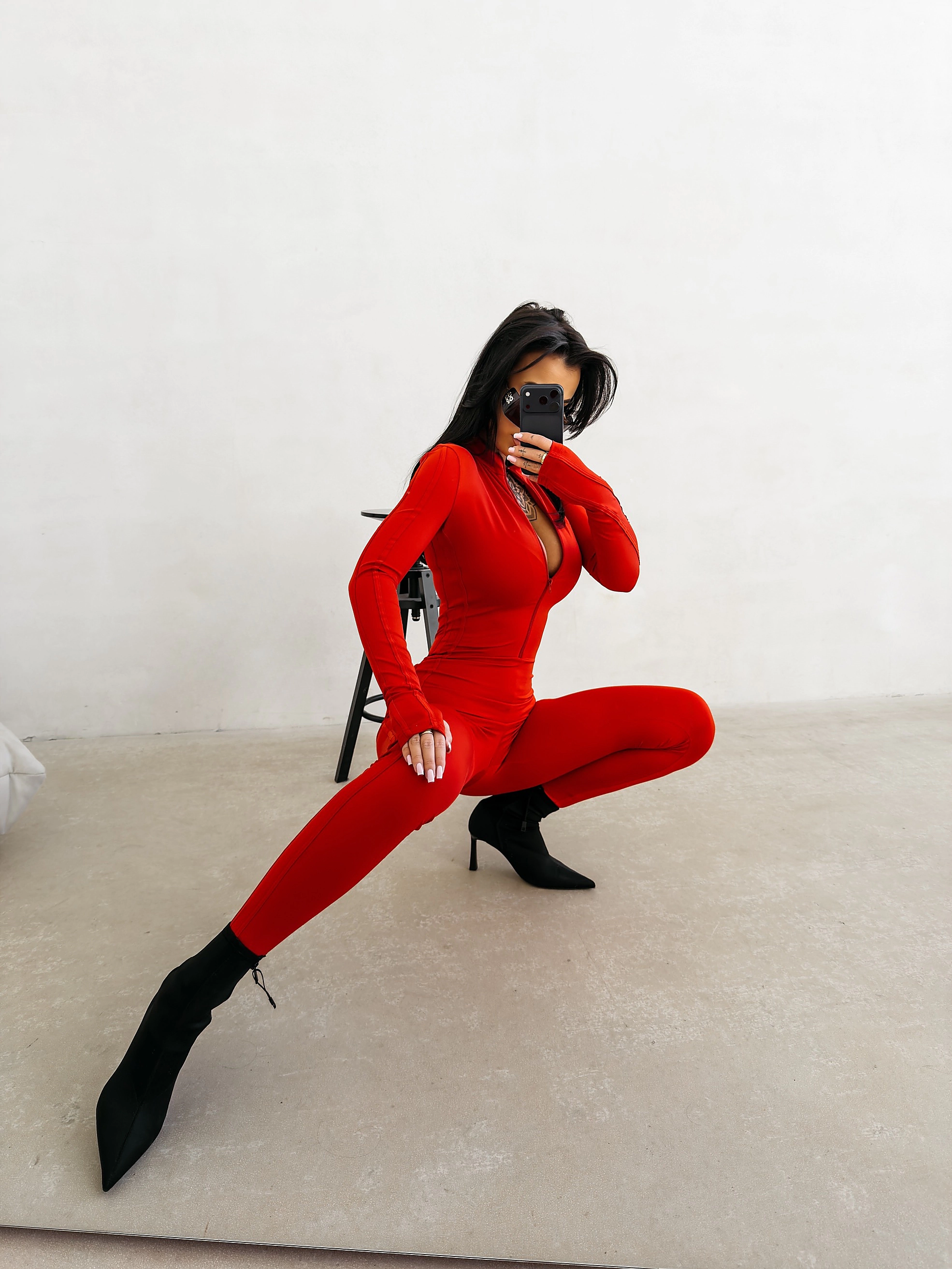 OLAVOGA NATIA Damen-Overall mit Leopardenmuster - Rot