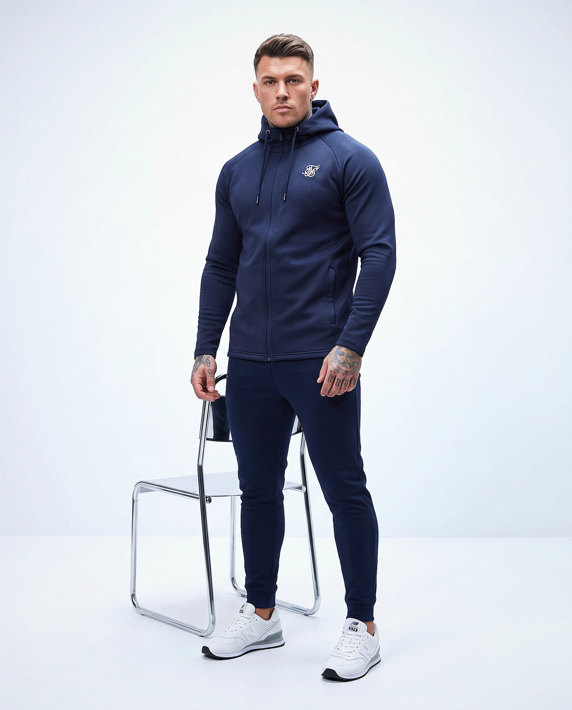 SIKSILK pánska mikina s kapucňou 28169 - námornícka modrá