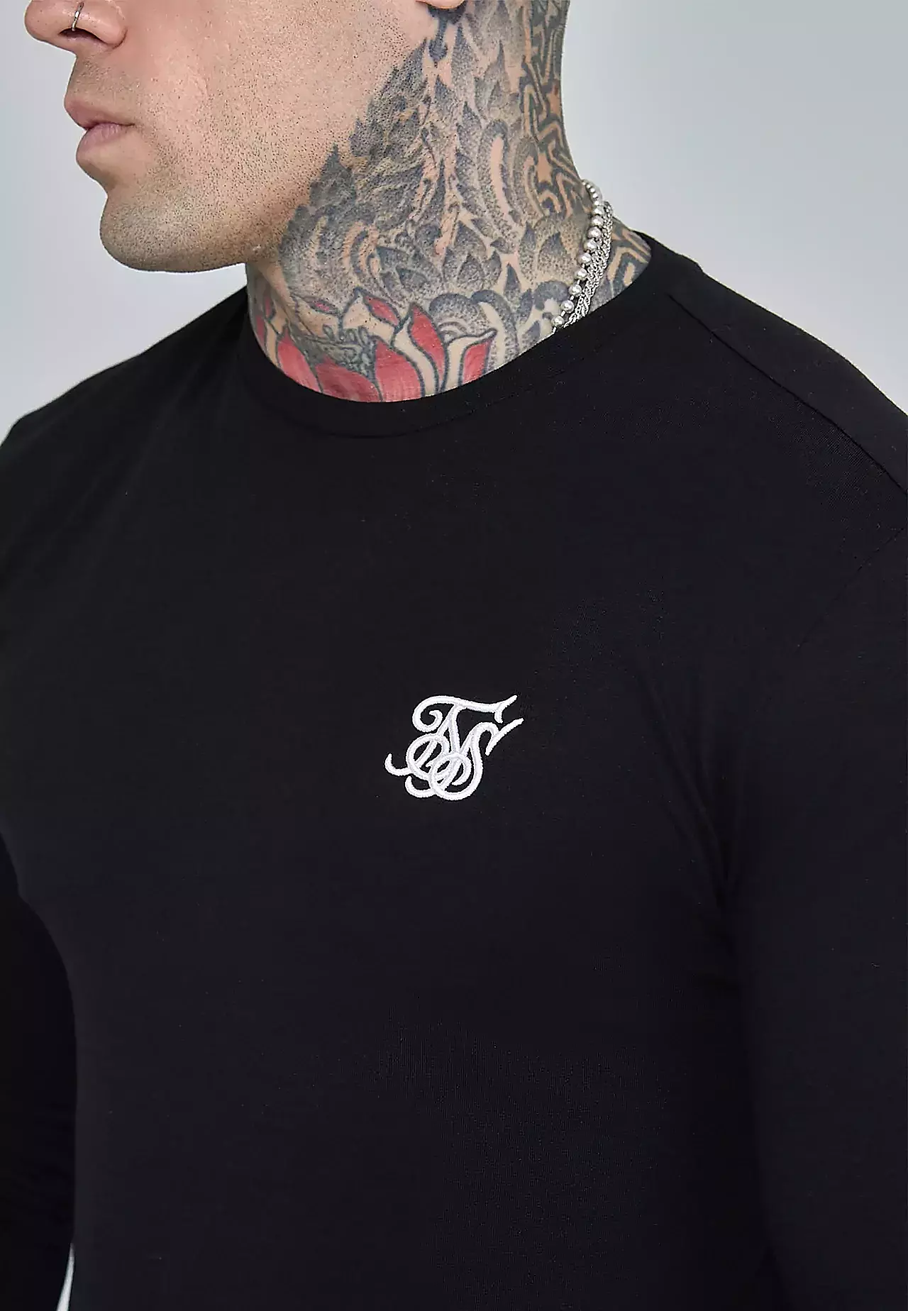 Koszulka z długim rękawem SIKSILK LONGSLEEVE 28461 - Czarny