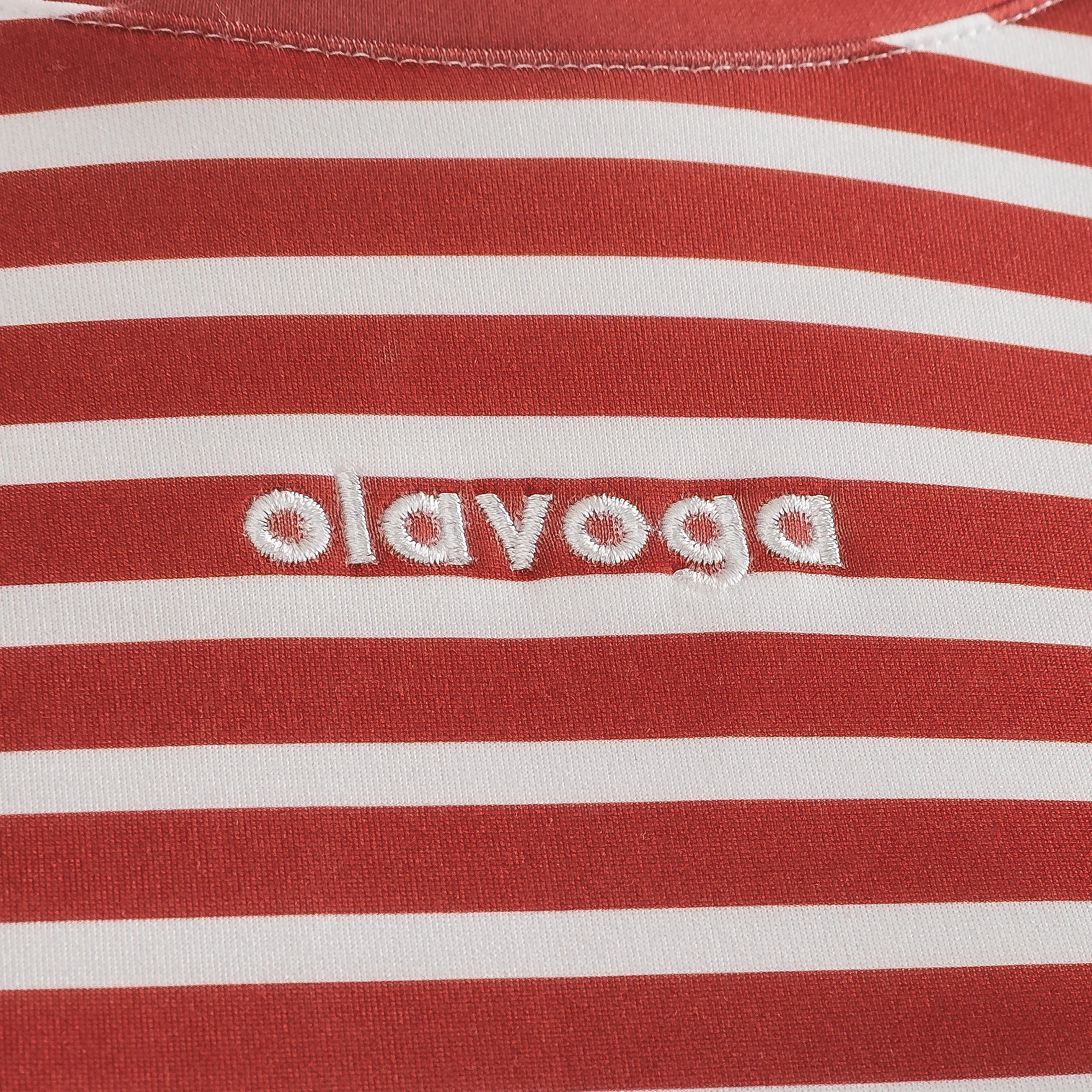 OLAVOGA FLOAT Damenbluse mit Streifen – Rot + Écru