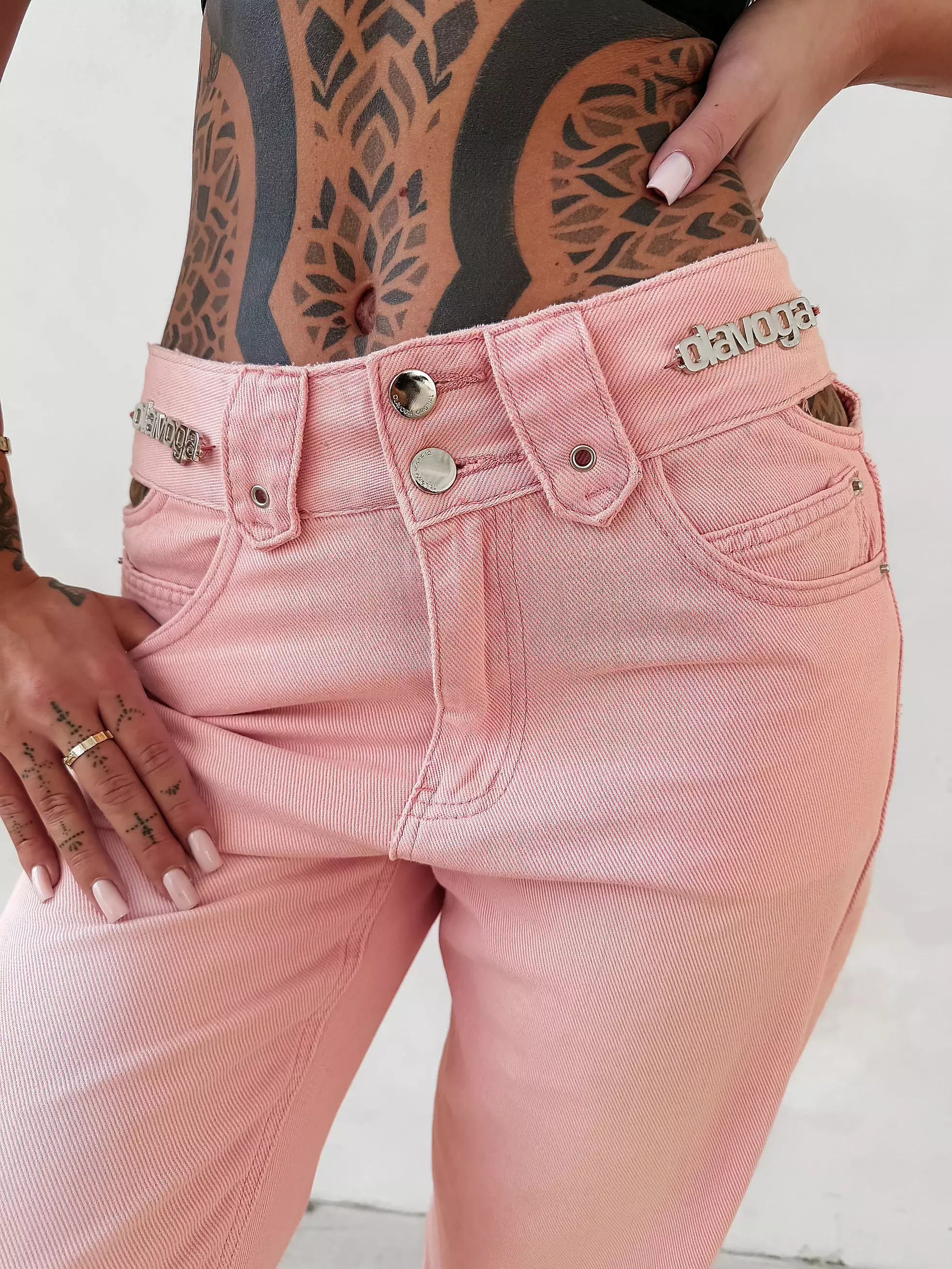 OLAVOGA EREDU women's denim trousers - Powder pink