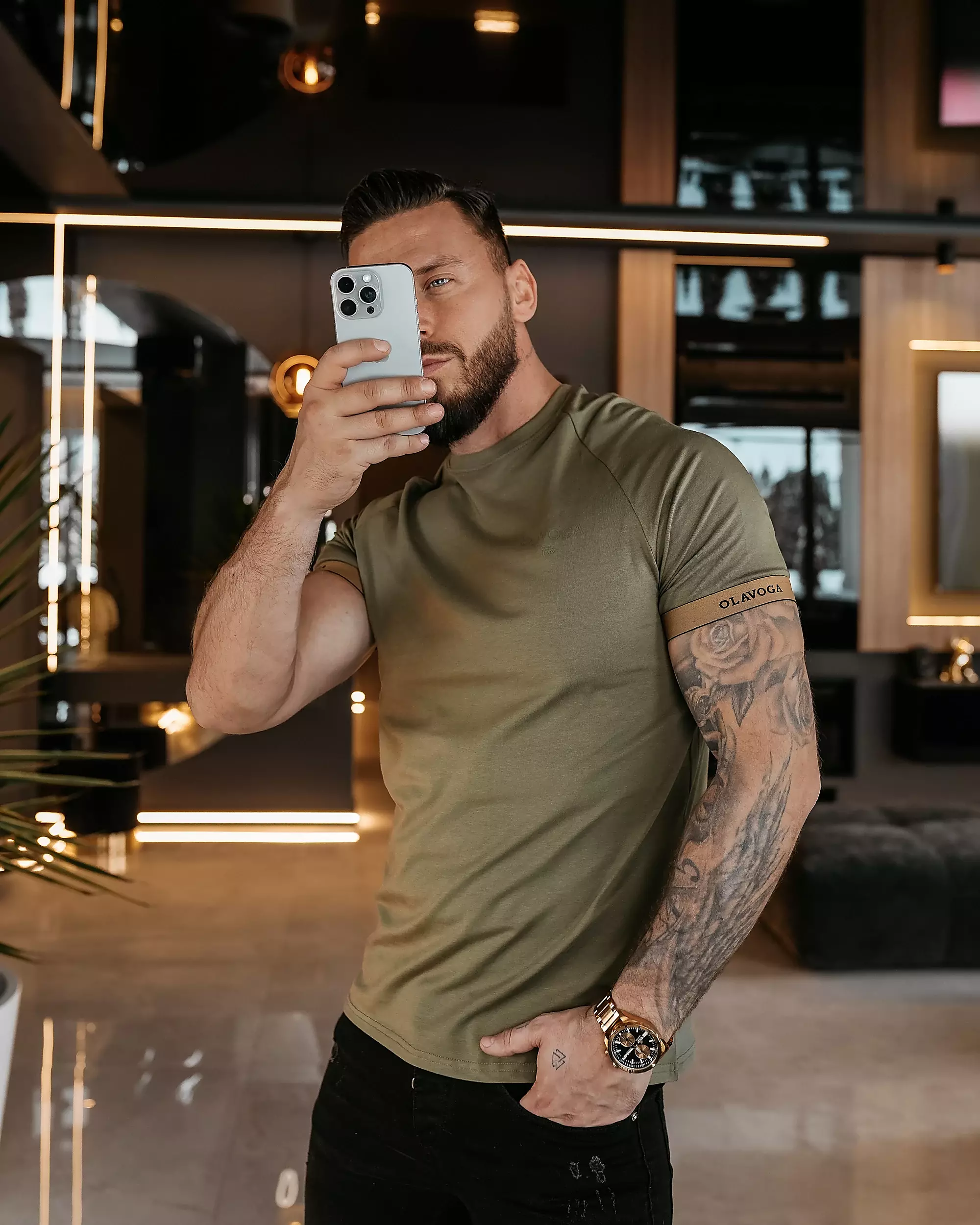 OLAVOGA Herren RAYSIER klassisches T-shirt - Khaki