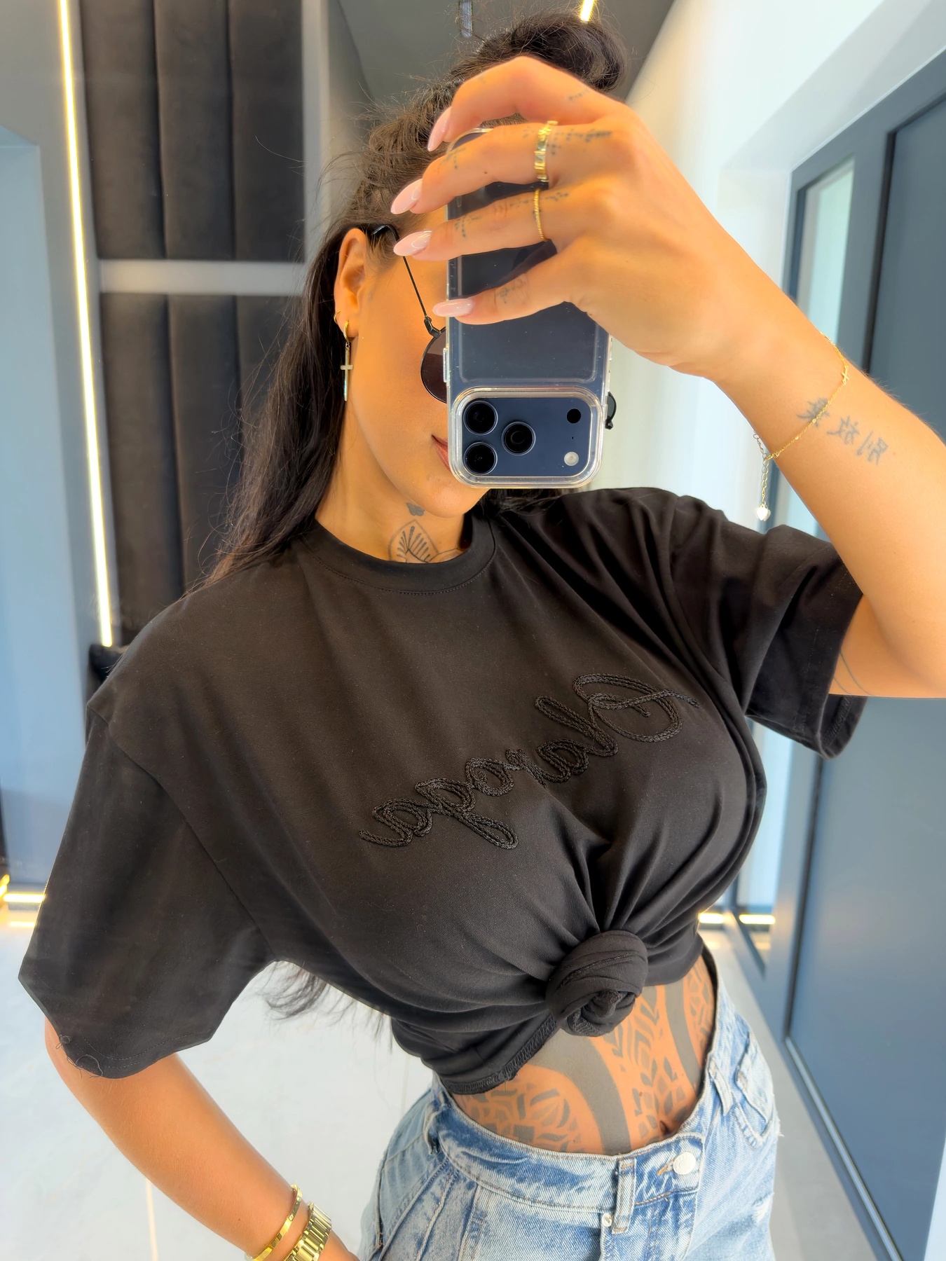 T-shirt damski OLAVOGA VELAIA - Czarny