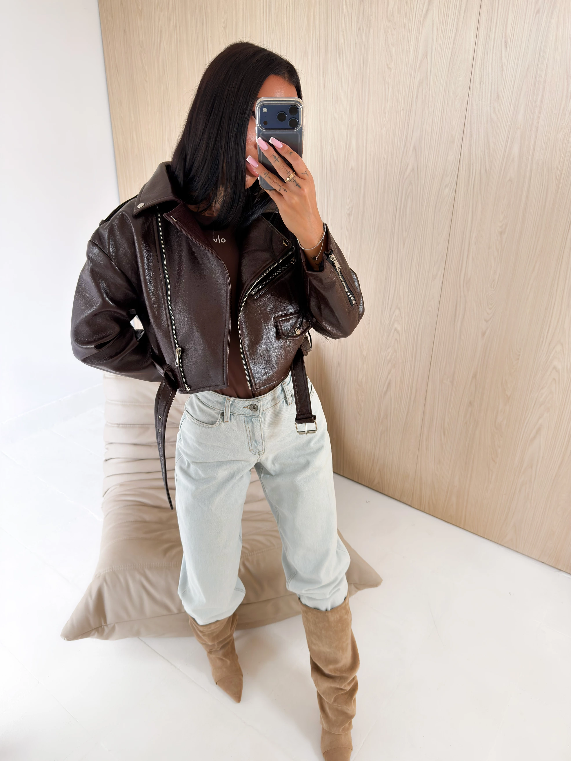 OLAVOGA FEMISTO Women’s Ramones-style jacket – Coffee