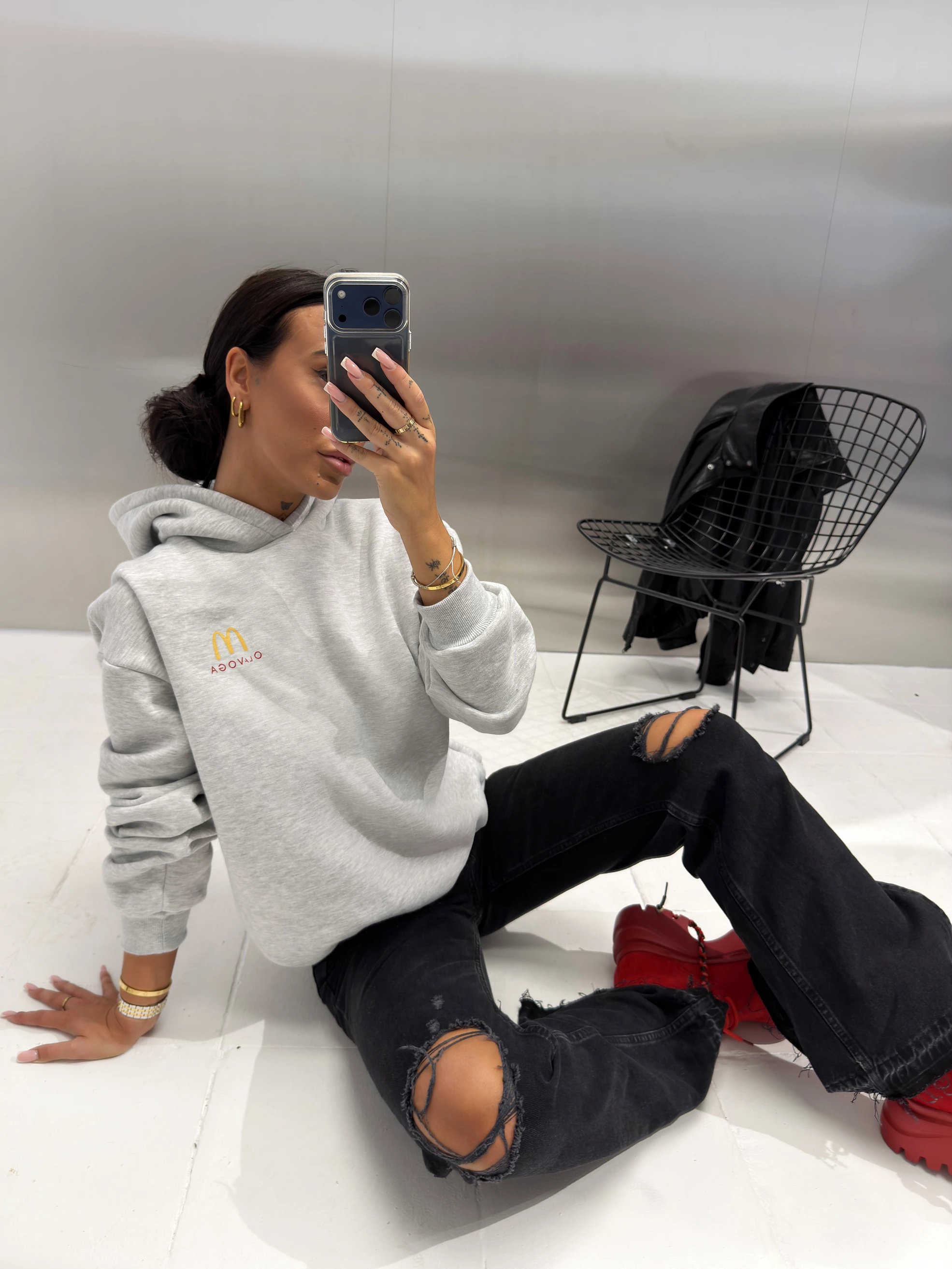 Bluza z kapturem OLAVOGA NOVIA - Szary