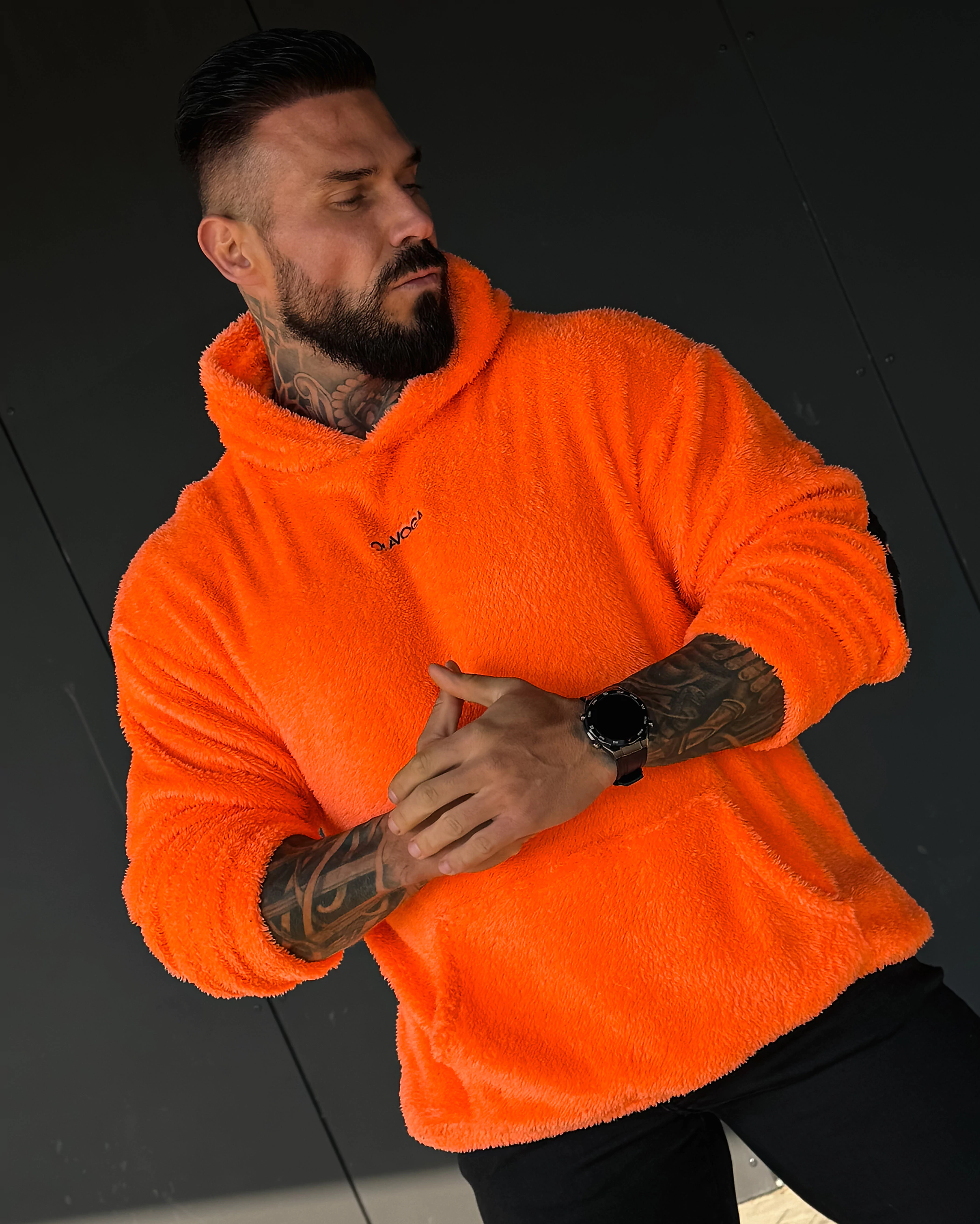 OLAVOGA Men FIDO MEN Sherpa Hooded Sweatshirt – Orange