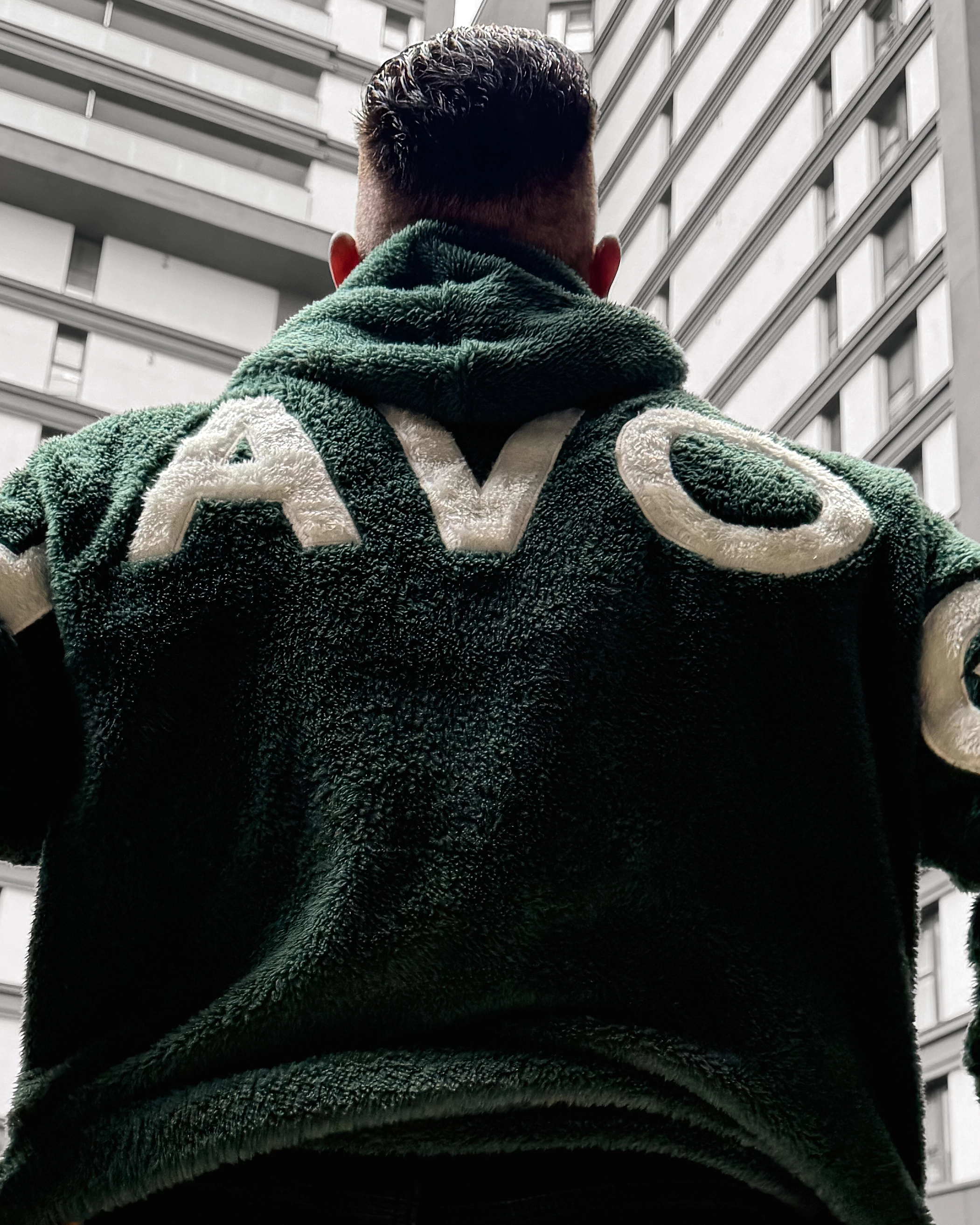 OLAVOGA Men FIDO MEN Sherpa hooded sweatshirt – Dark green