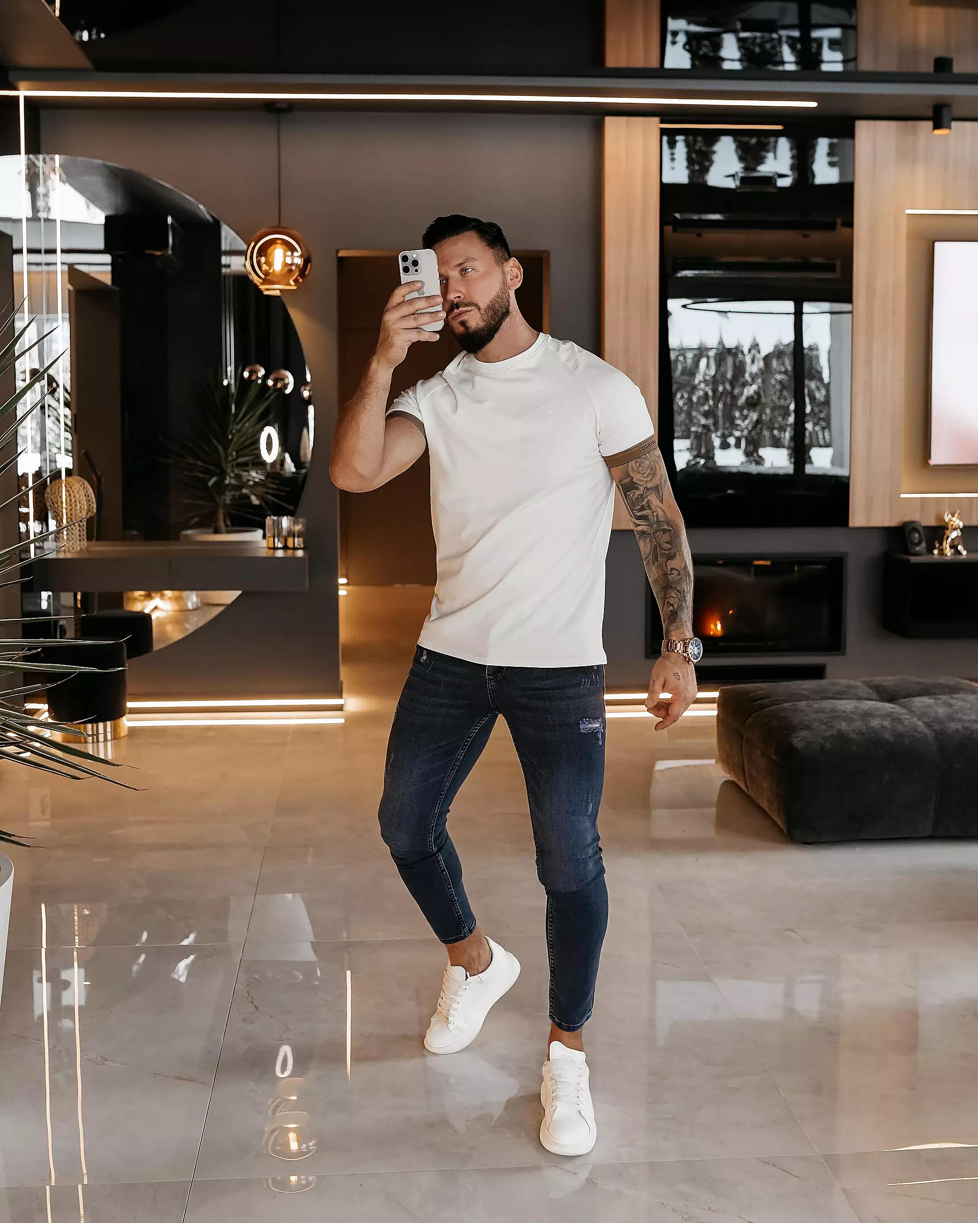 OLAVOGA Herren RAYSIER klassisches T-shirt - Ecru