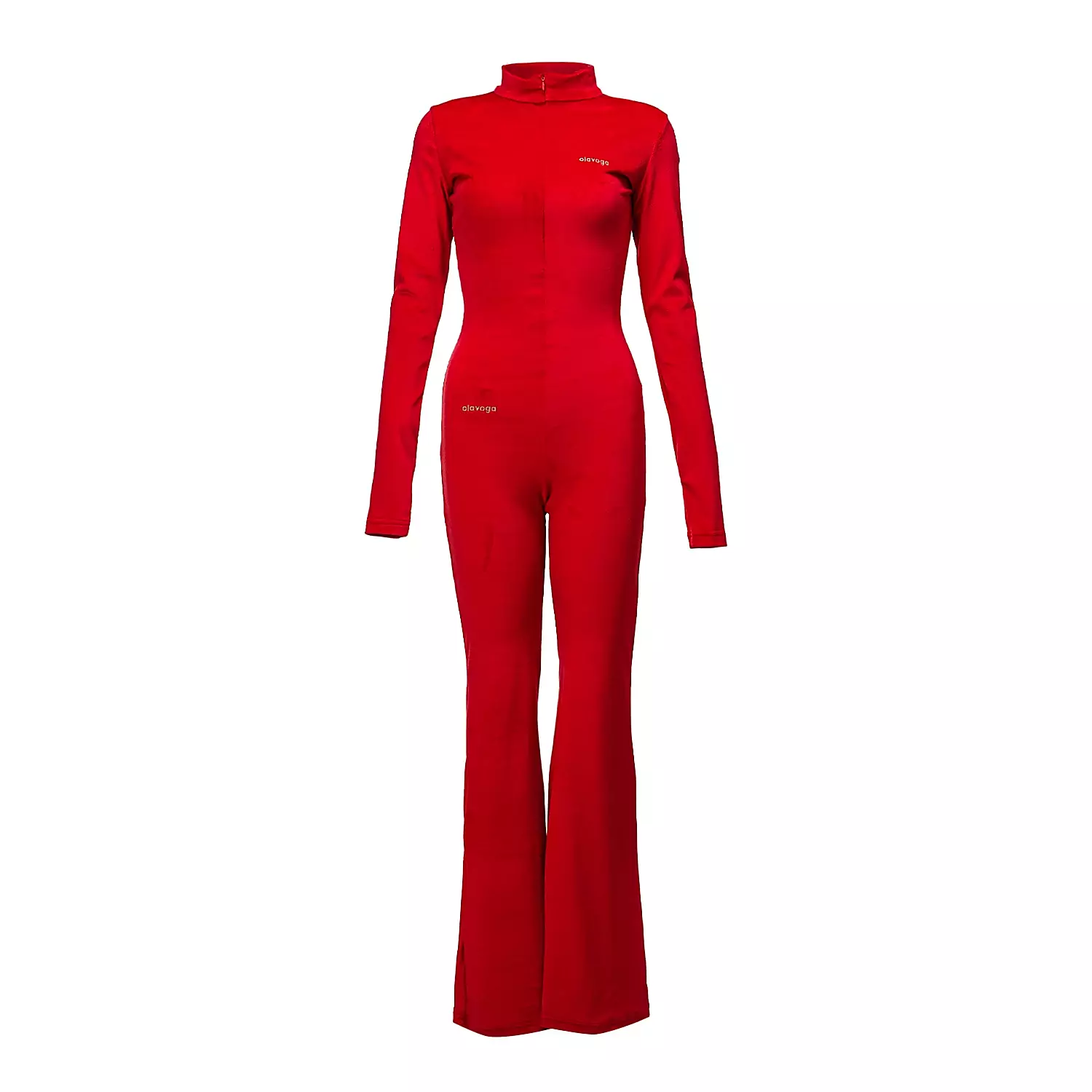 OLAVOGA CRYSTAL FLARE Damen-Jumpsuit aus Velours - Rot
