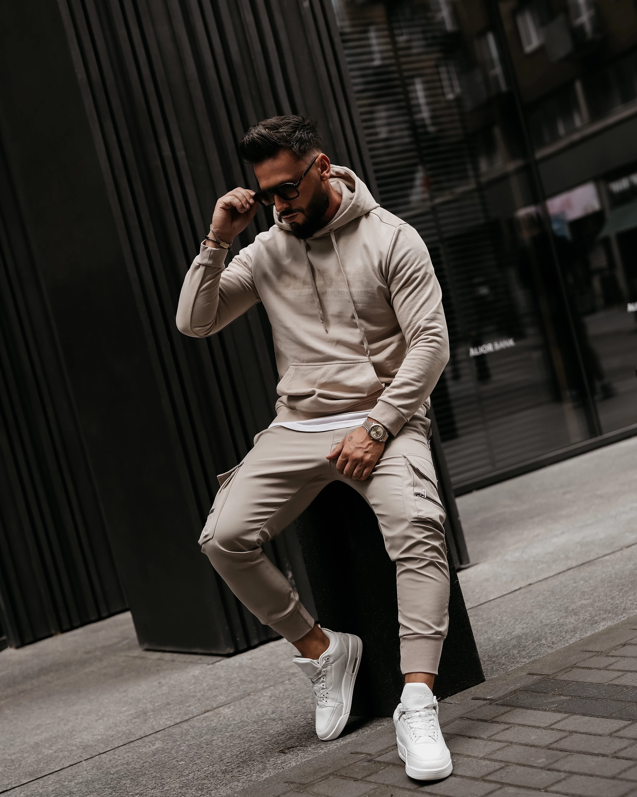 Pánska mikina oversize OLAVOGA Men NEVIR – béžová