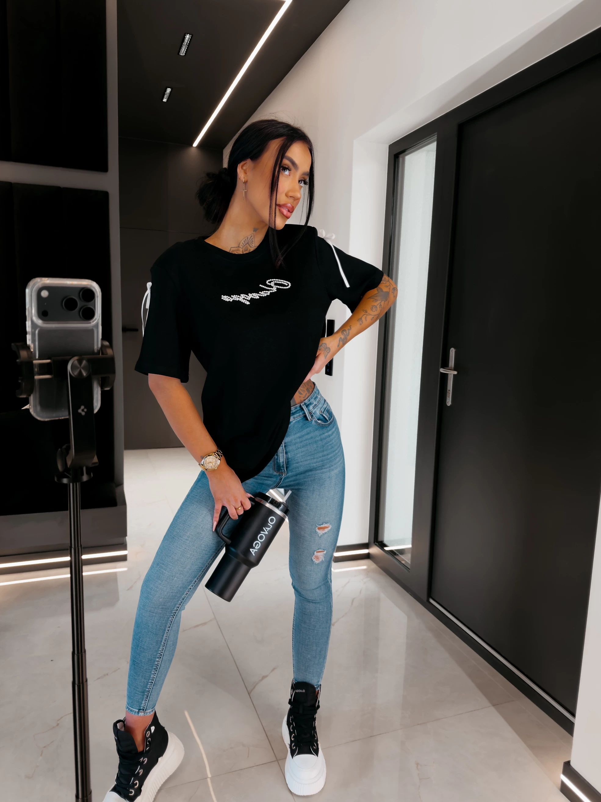 OLAVOGA AVELYNE Damen-T-Shirt in Übergröße - Schwarz