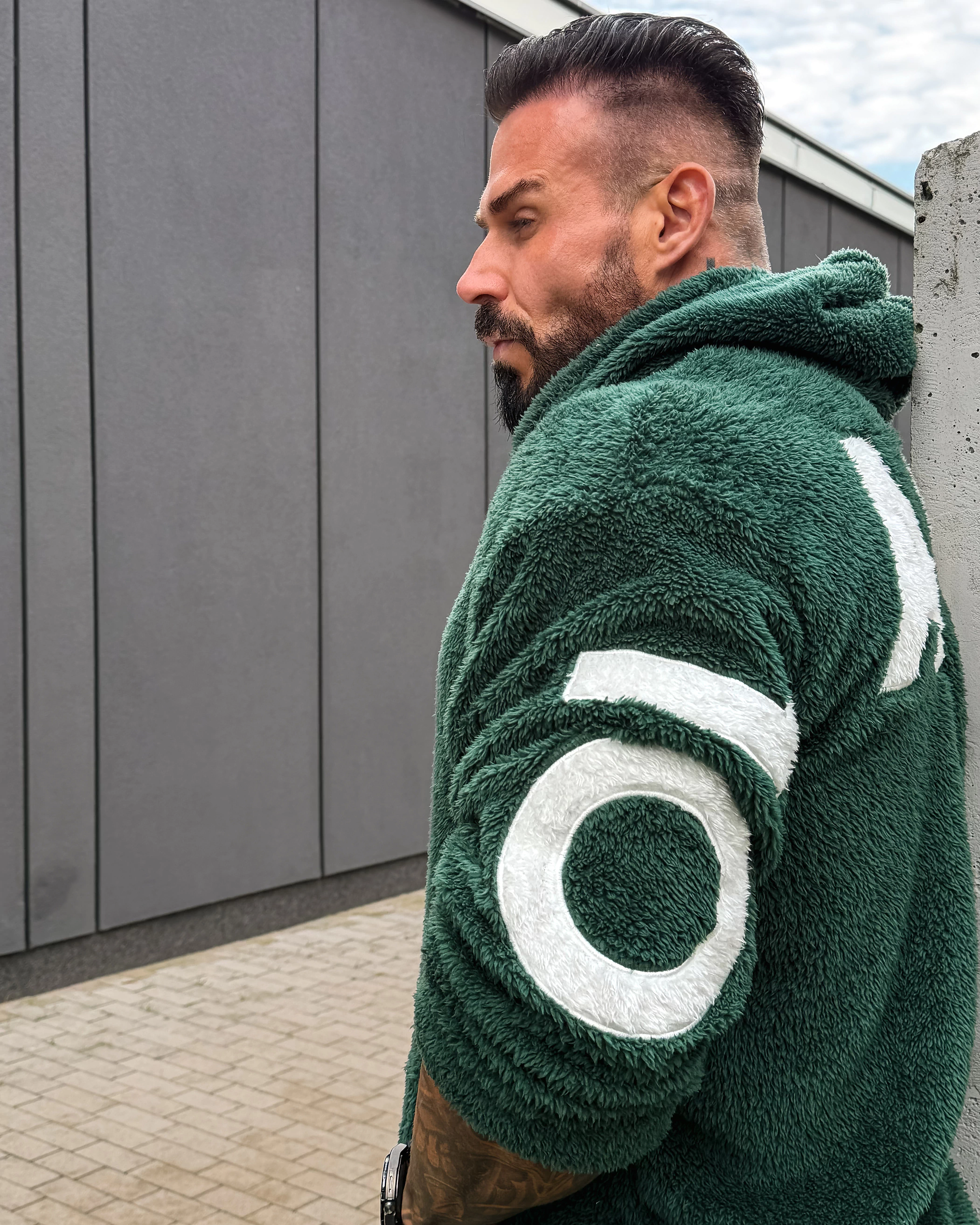 OLAVOGA Men FIDO MEN Sherpa hooded sweatshirt – Dark green