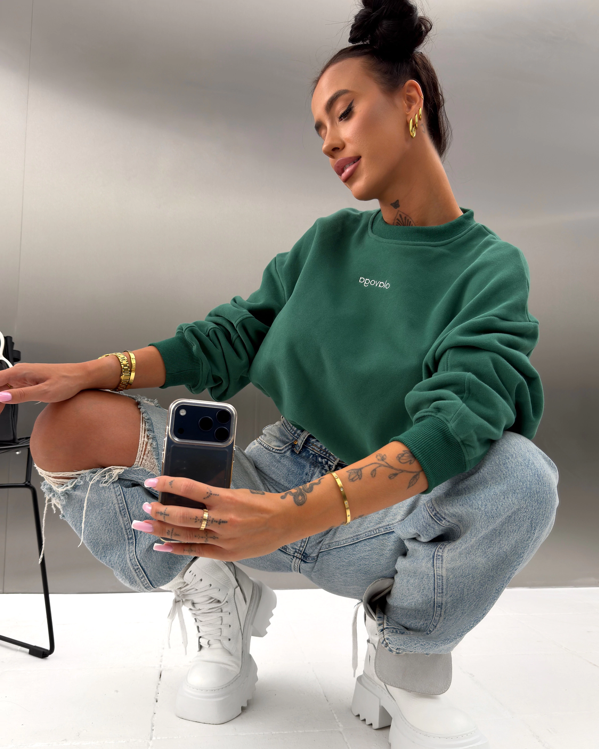 OLAVOGA DAWN women’s cotton sweatshirt – Dark green