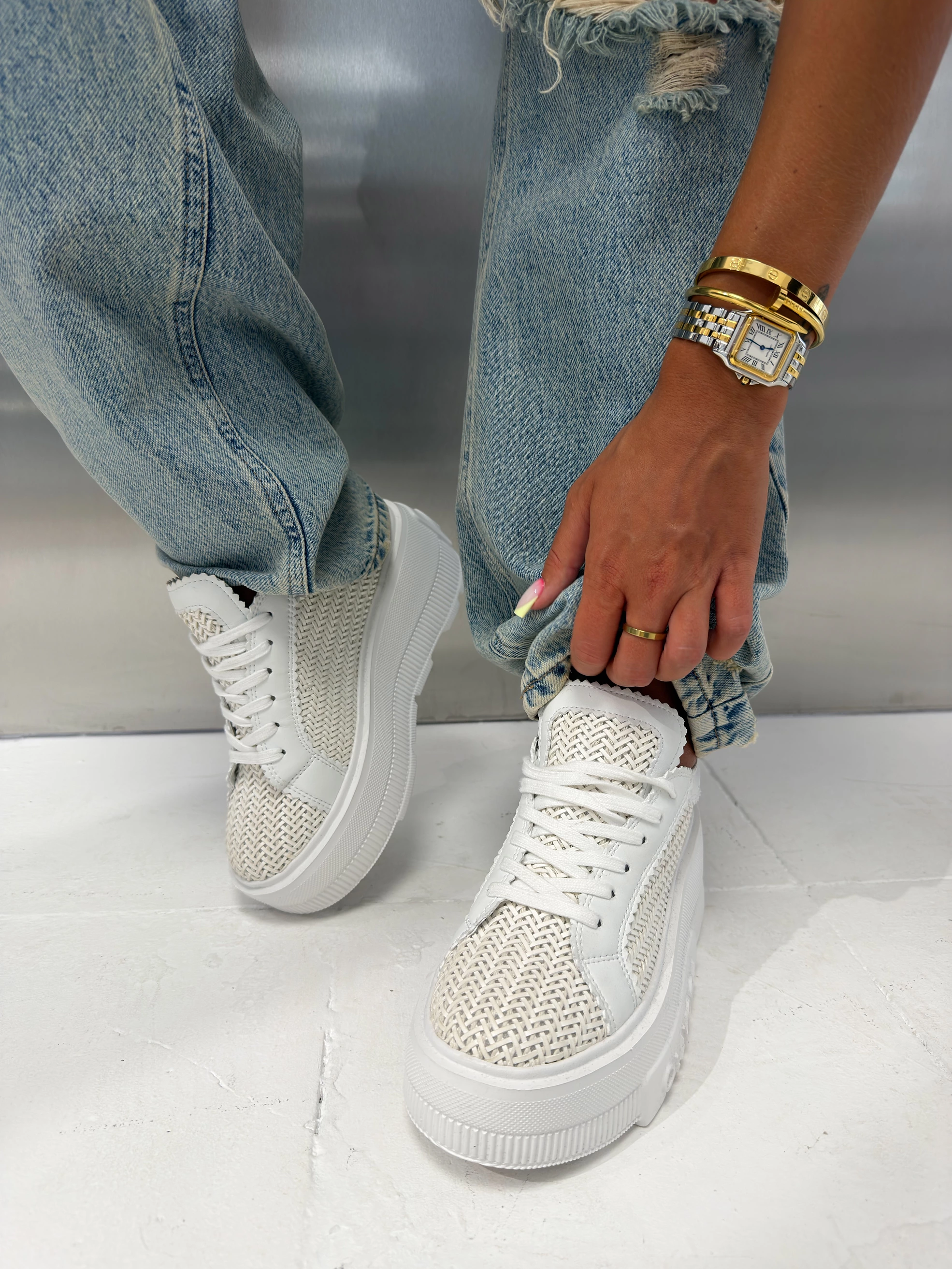 Sneakersy damskie OLAVOGA VACANCY - Écru