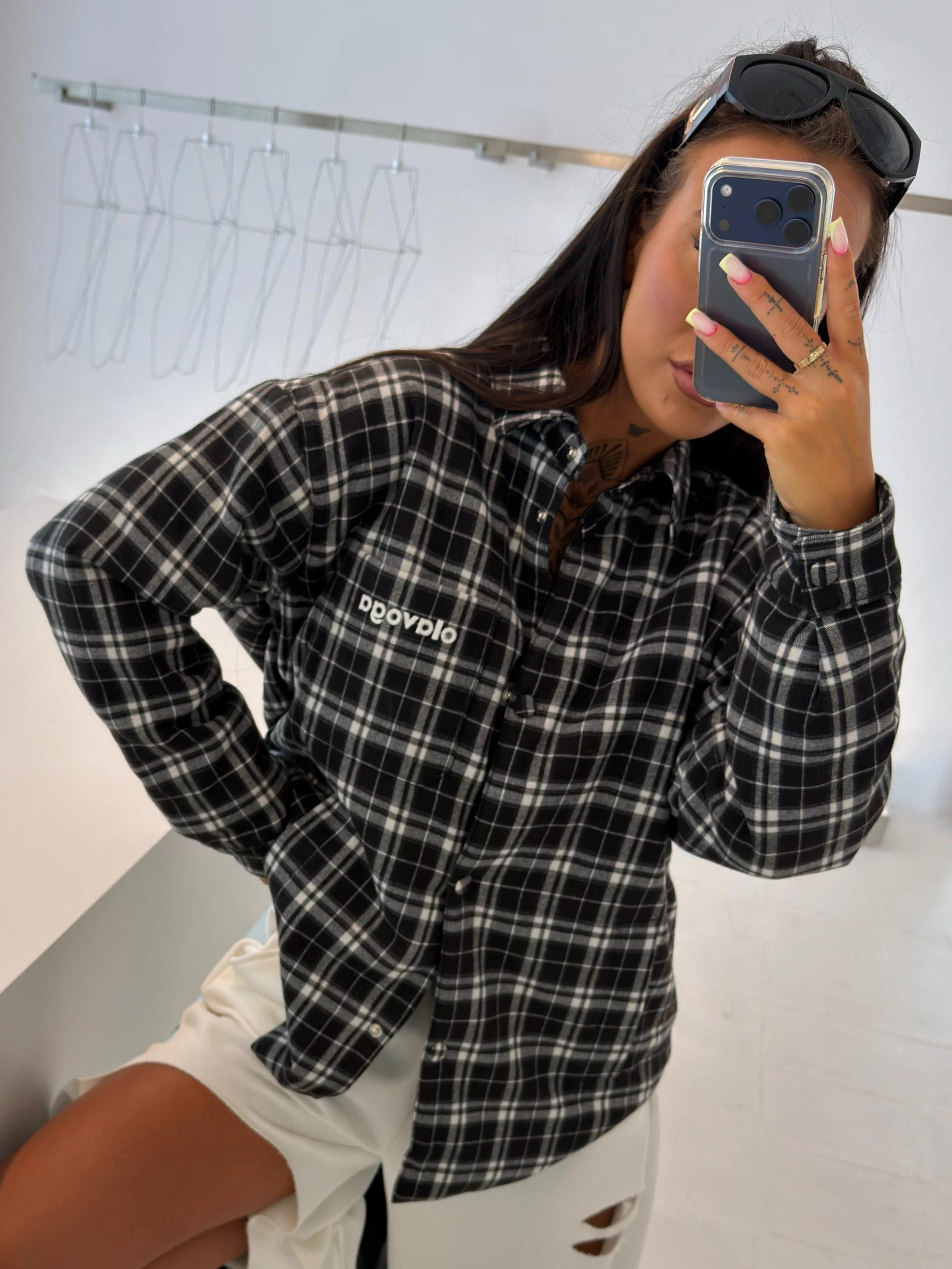 OLAVOGA FIOLIE Oversize-Damenjacke – Schwarz + Écru