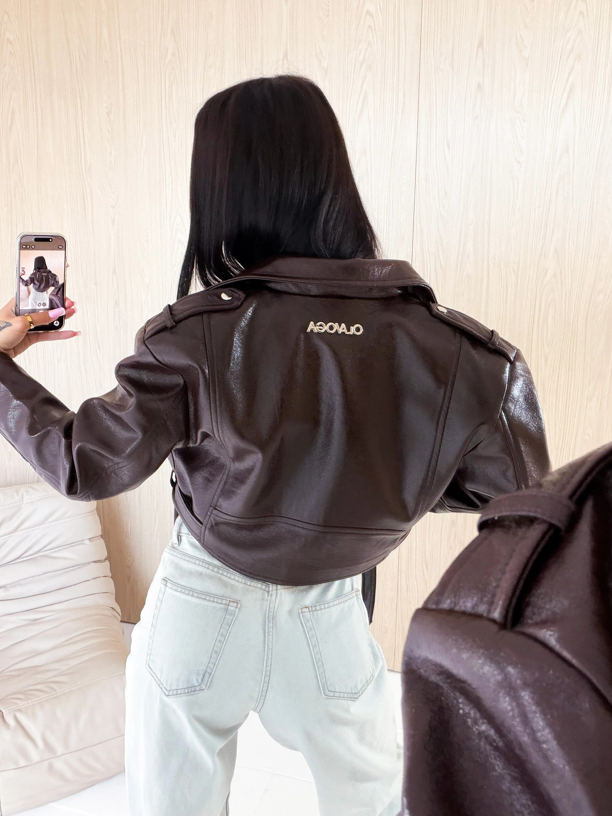 OLAVOGA FEMISTO Women’s Ramones-style jacket – Coffee