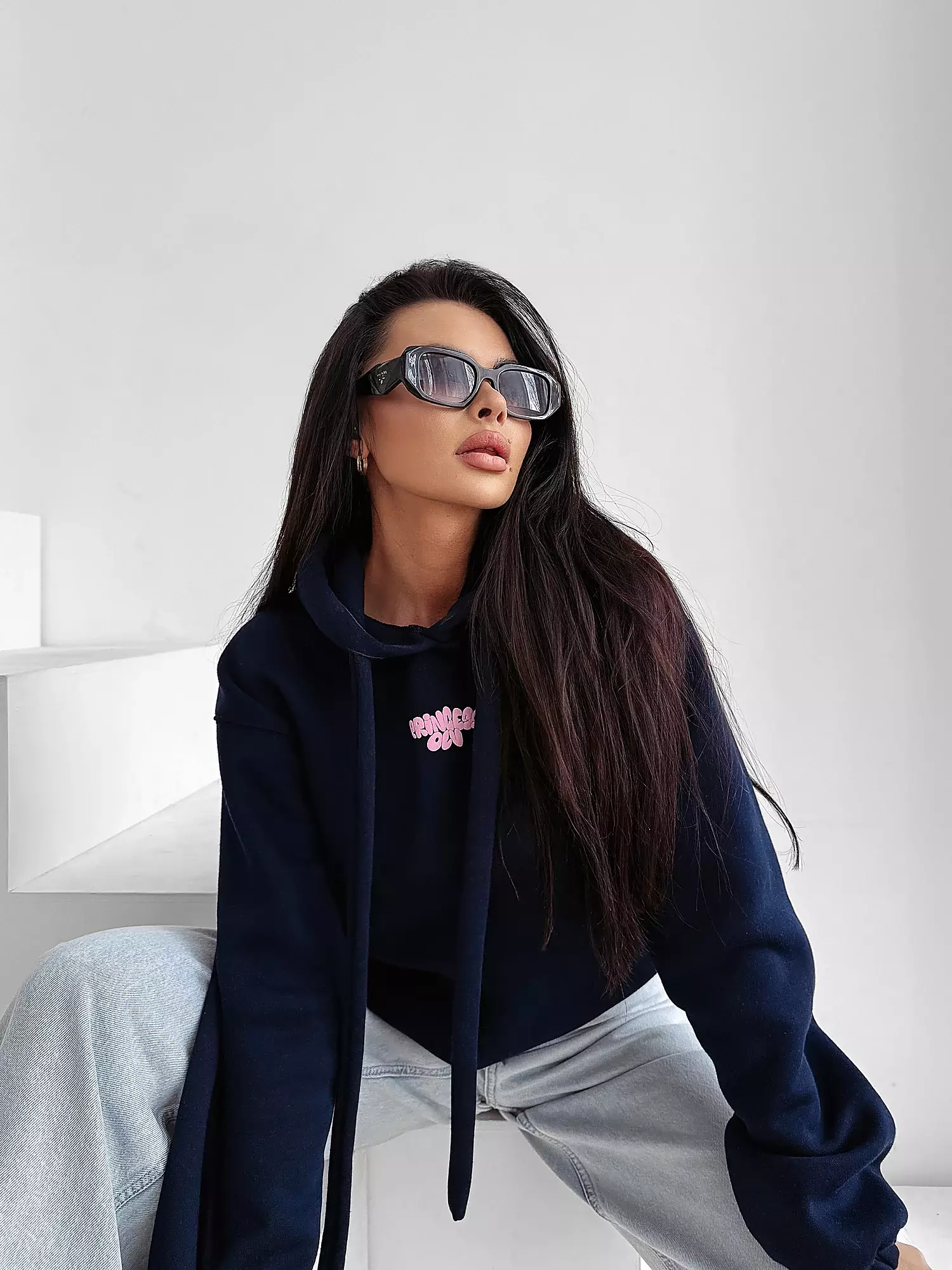 OLAVOGA FROST LAYER dámská mikina oversize - námořnická modrá