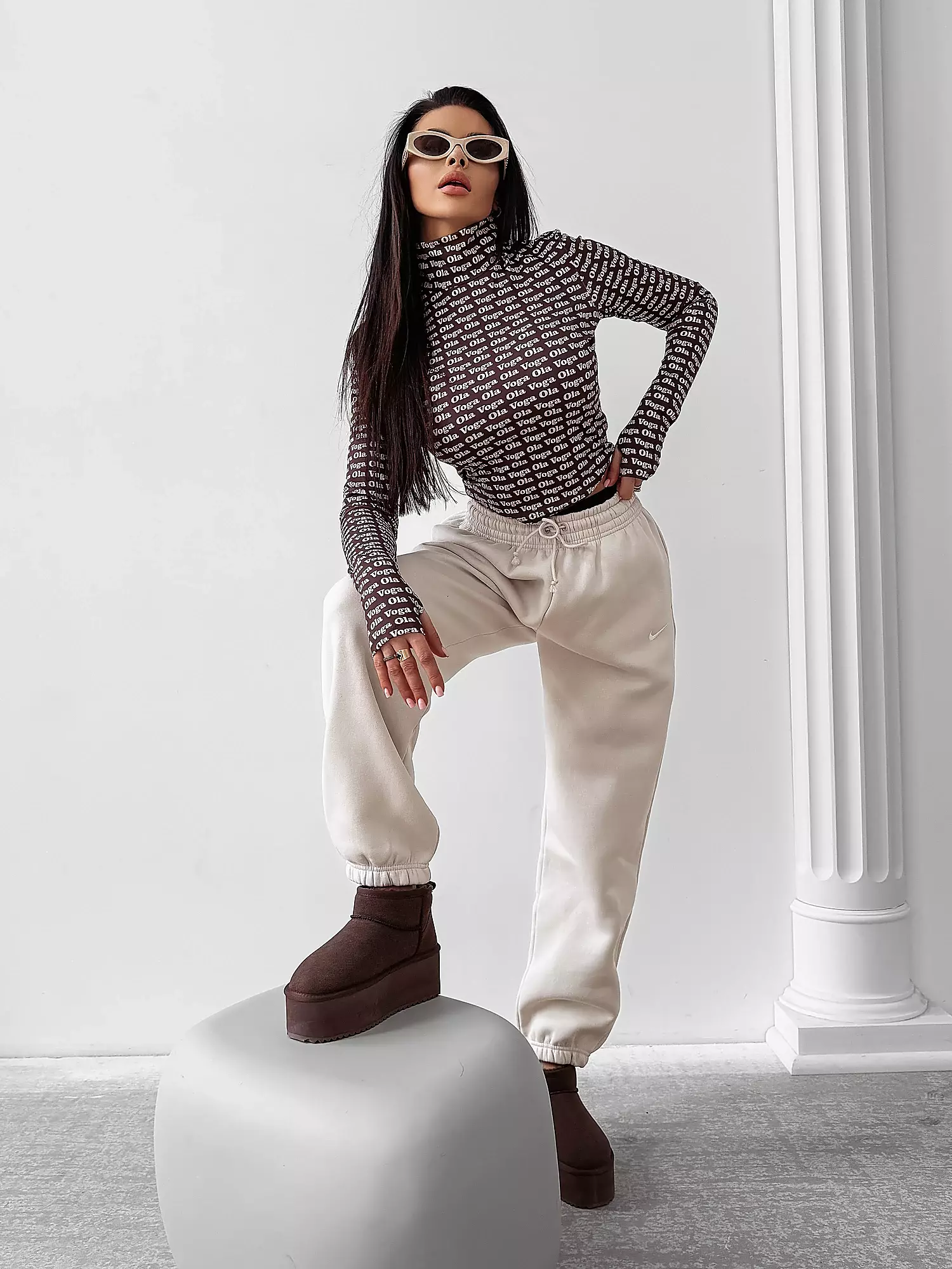 OLAVOGA COREFIELD women's logoed blouse - Brown + beige