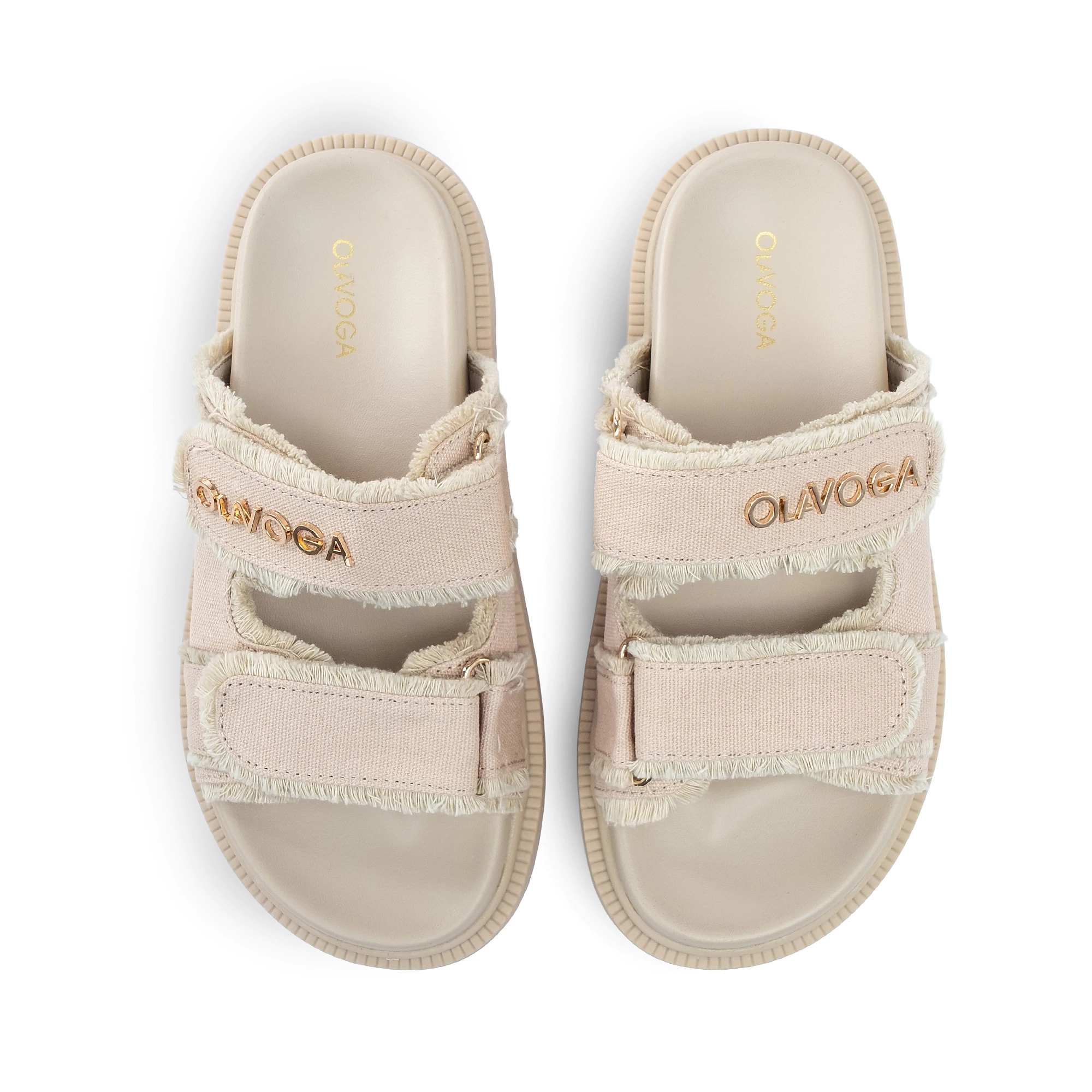 Women's Velcro flip-flops OLAVOGA BERLIOZ - Beige