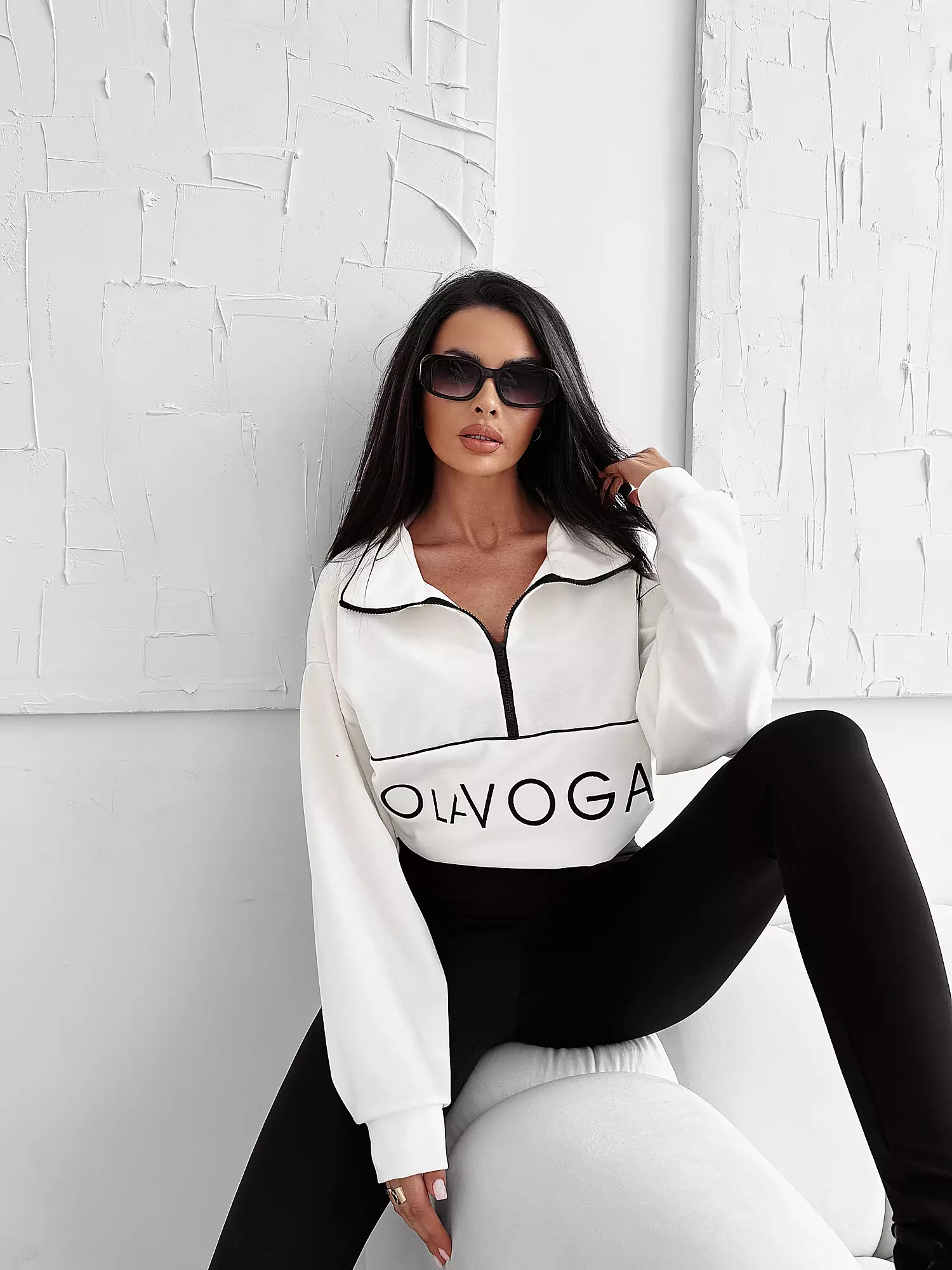 OLAVOGA EASTFIELD women's oversize collar sweatshirt - Écru