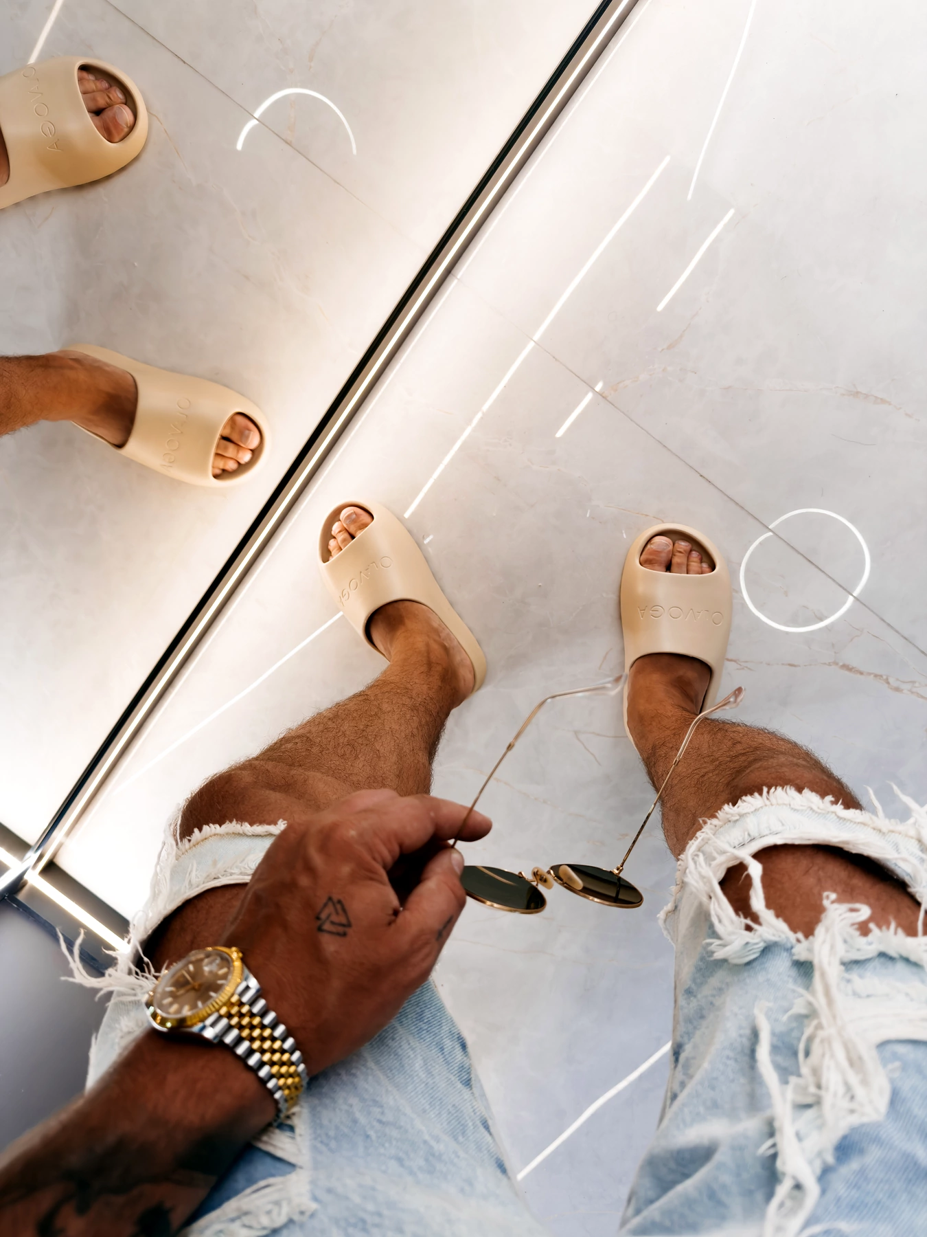 OLAVOGA Pánské žabky SLIP Pánské žabky - Beige