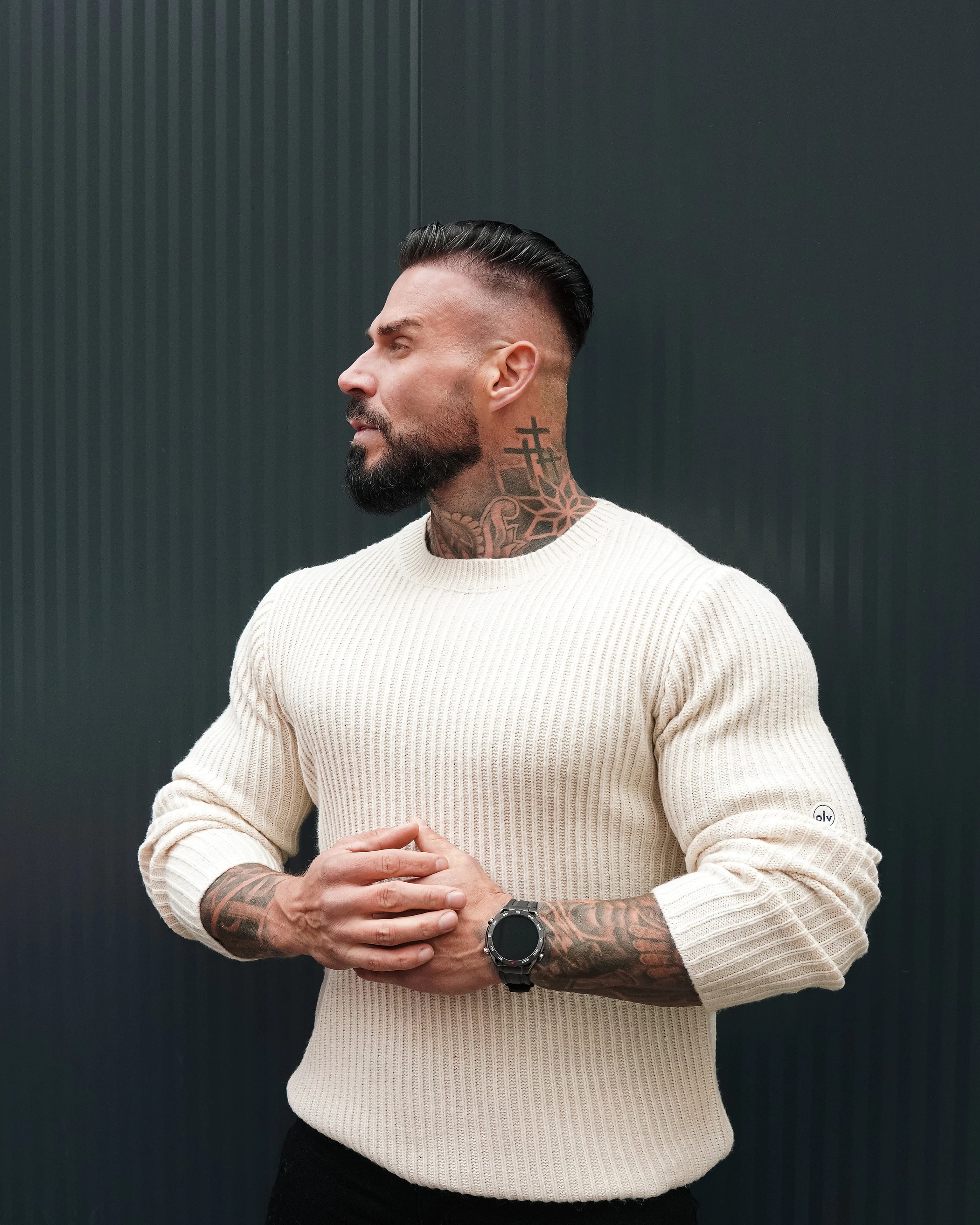 OLAVOGA Men SASIO men’s ribbed jumper – Écru