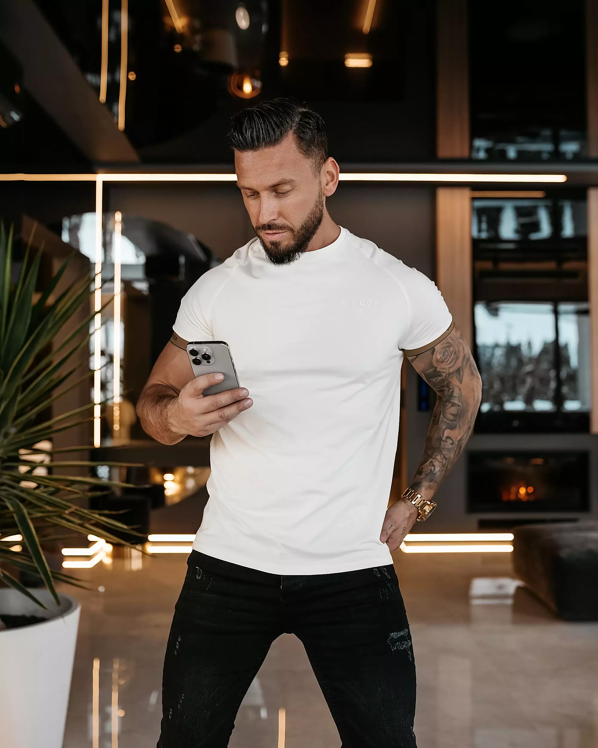OLAVOGA Herren RAYSIER klassisches T-shirt - Ecru