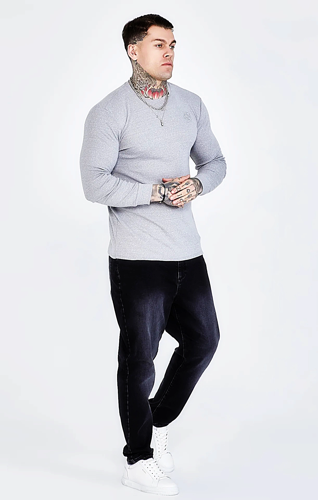 SikSilk LONGSLEEVE long sleeve T-shirt 27070 - Grey | S | OLAVOGA