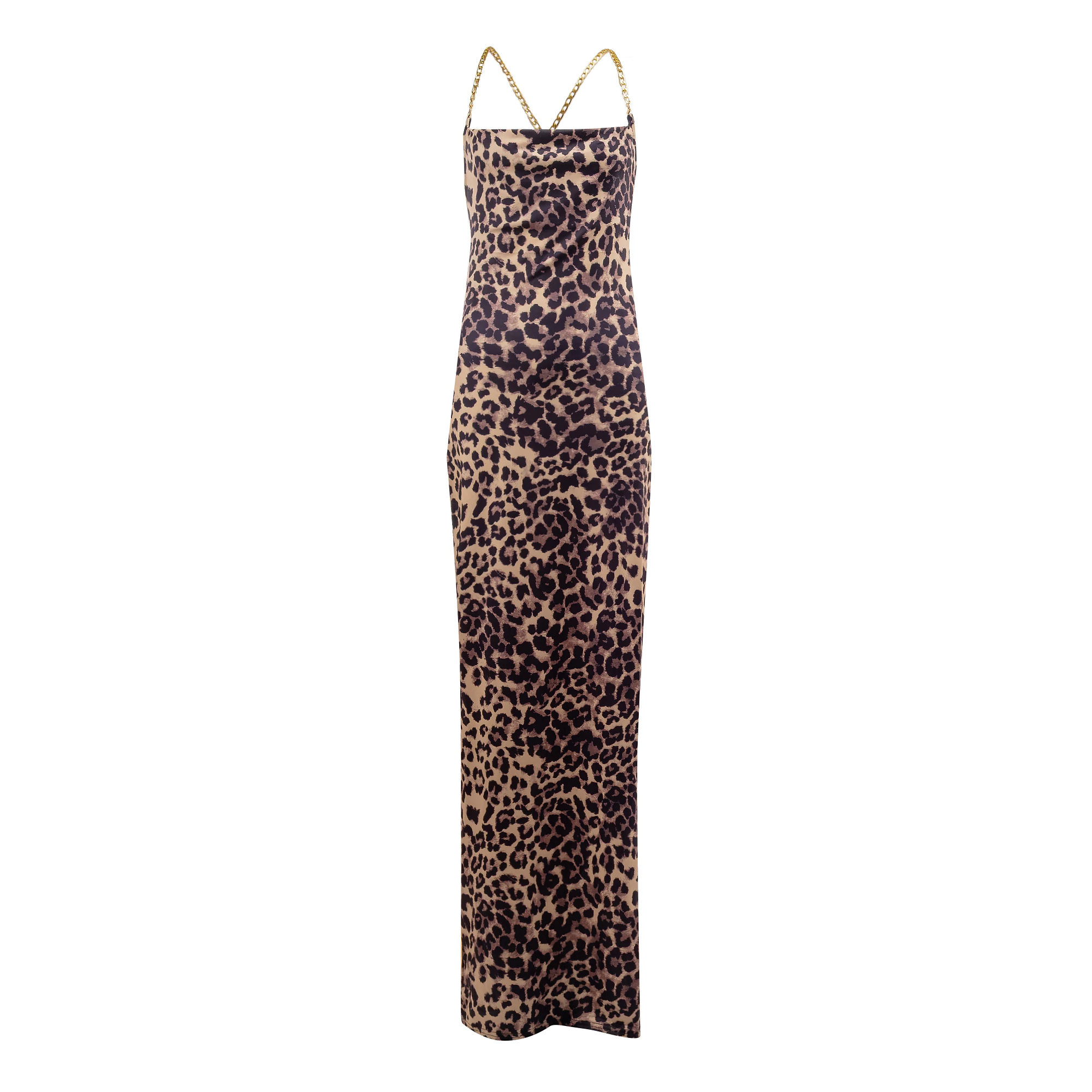 Women's maxi dress in camouflage OLAVOGA MUZA - Brown