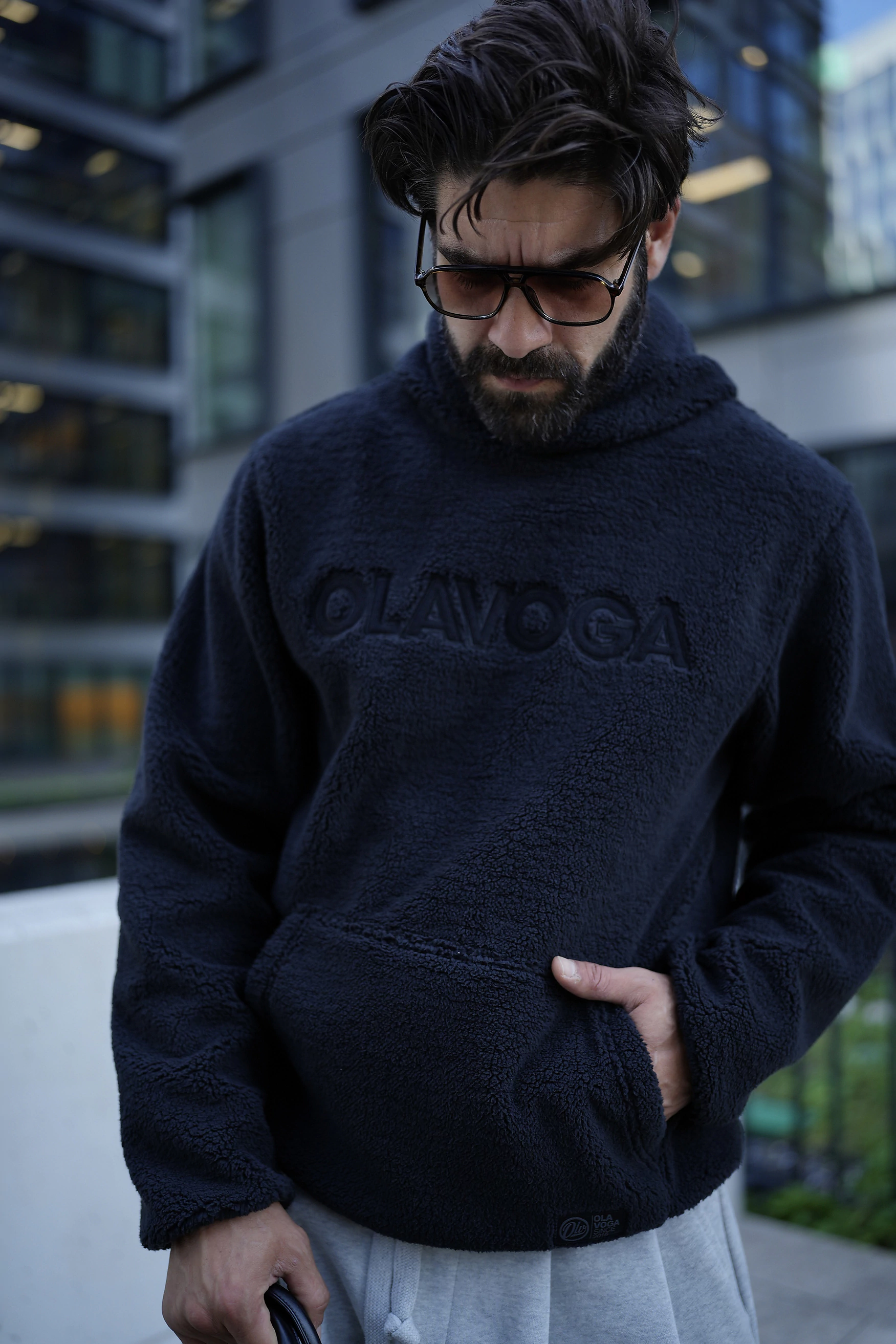 OLAVOGA Pánská mikina BEARHOOD - černá