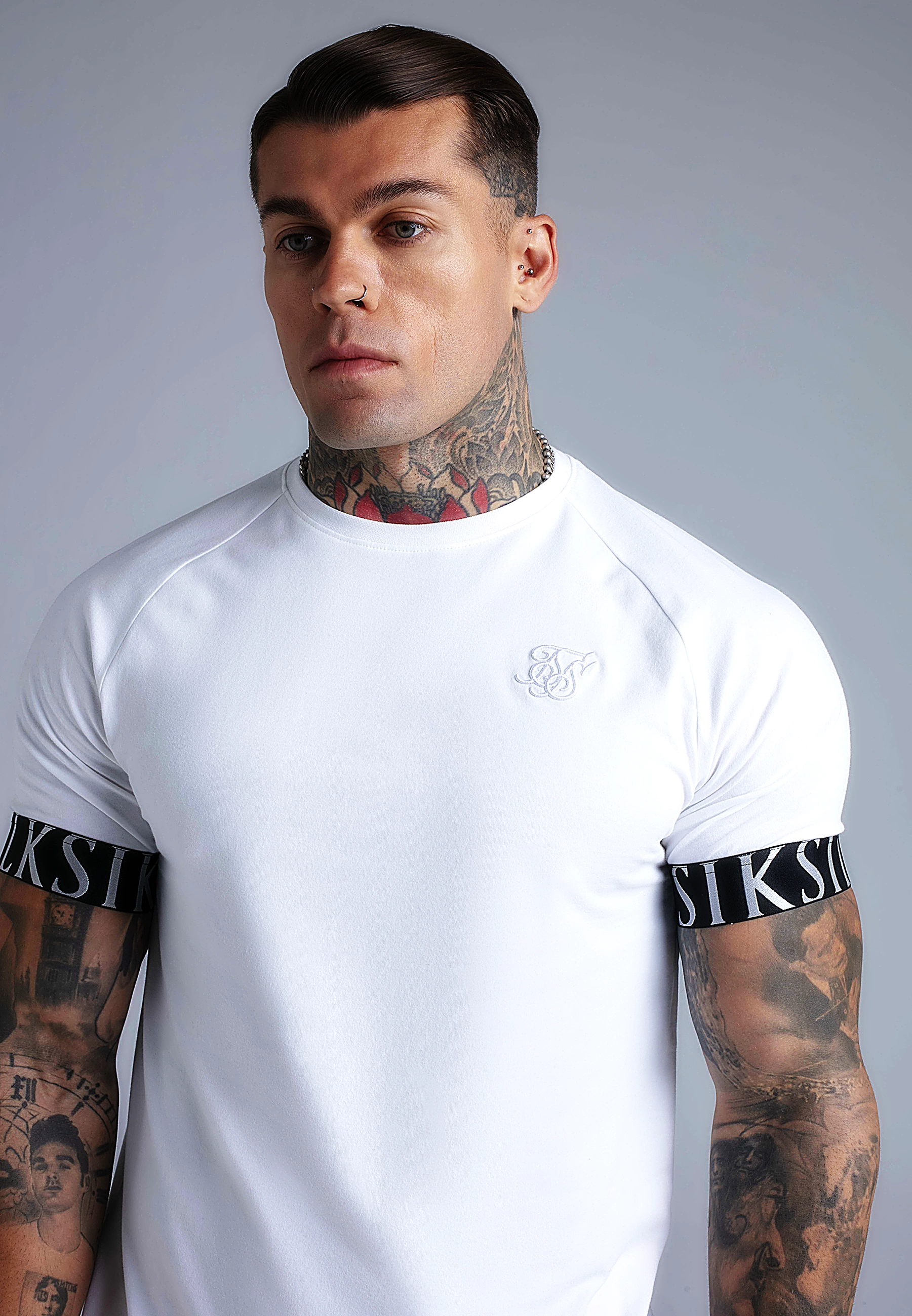 SIKSILK TECH Herren-T-Shirt 28404 - Weiß