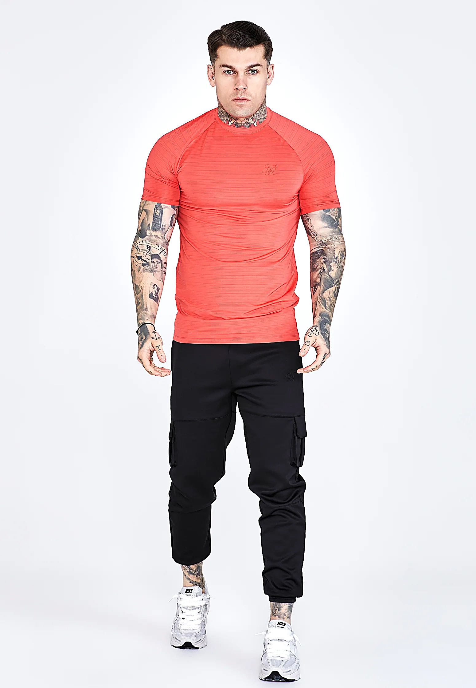 T-shirt męski SIKSILK MUSCLE FIT 26511 - Pomarańczowy