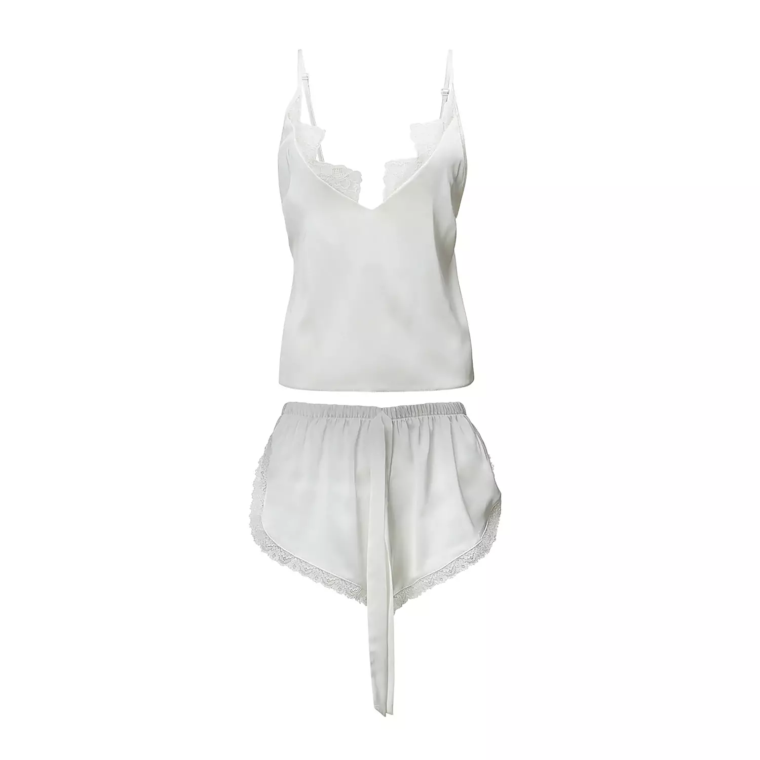Damen-Pyjama aus Satin OLAVOGA DESIRE - Écru