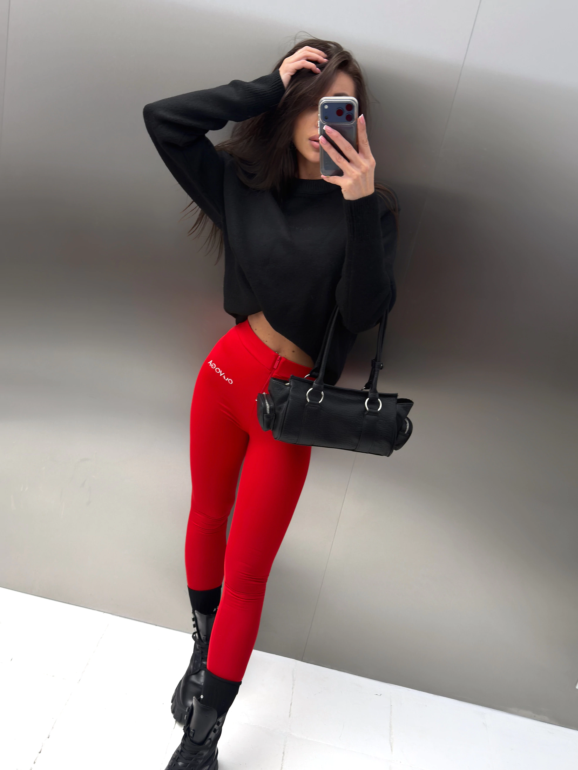 Damen-Leggings mit Reißverschluss OLAVOGA LUXORA – Rot