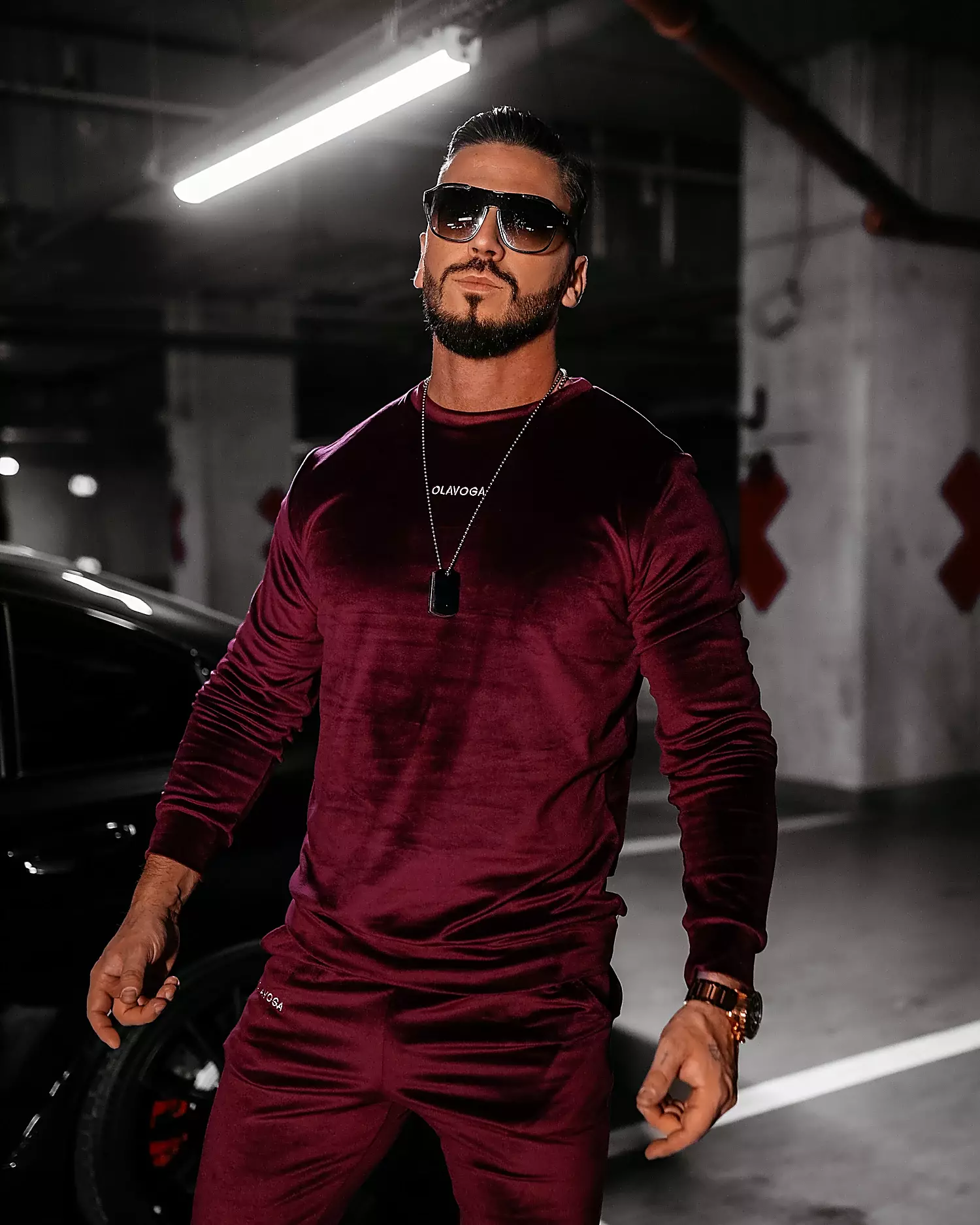 Ladies' velour set OLAVOGA VELVET ASH MEN - Maroon