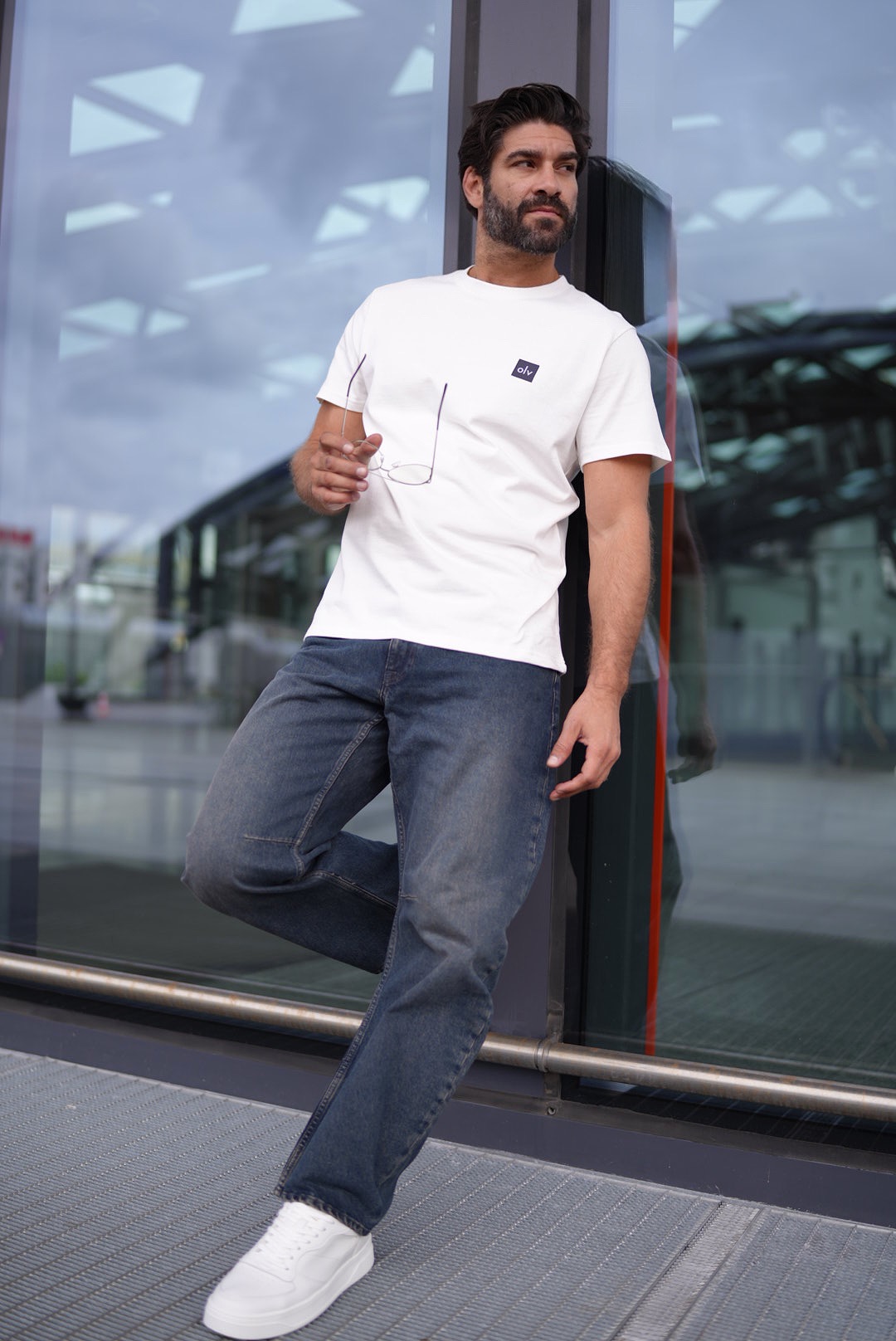 T-shirt męski bawełniany OLAVOGA Men BREEZY - Ecru