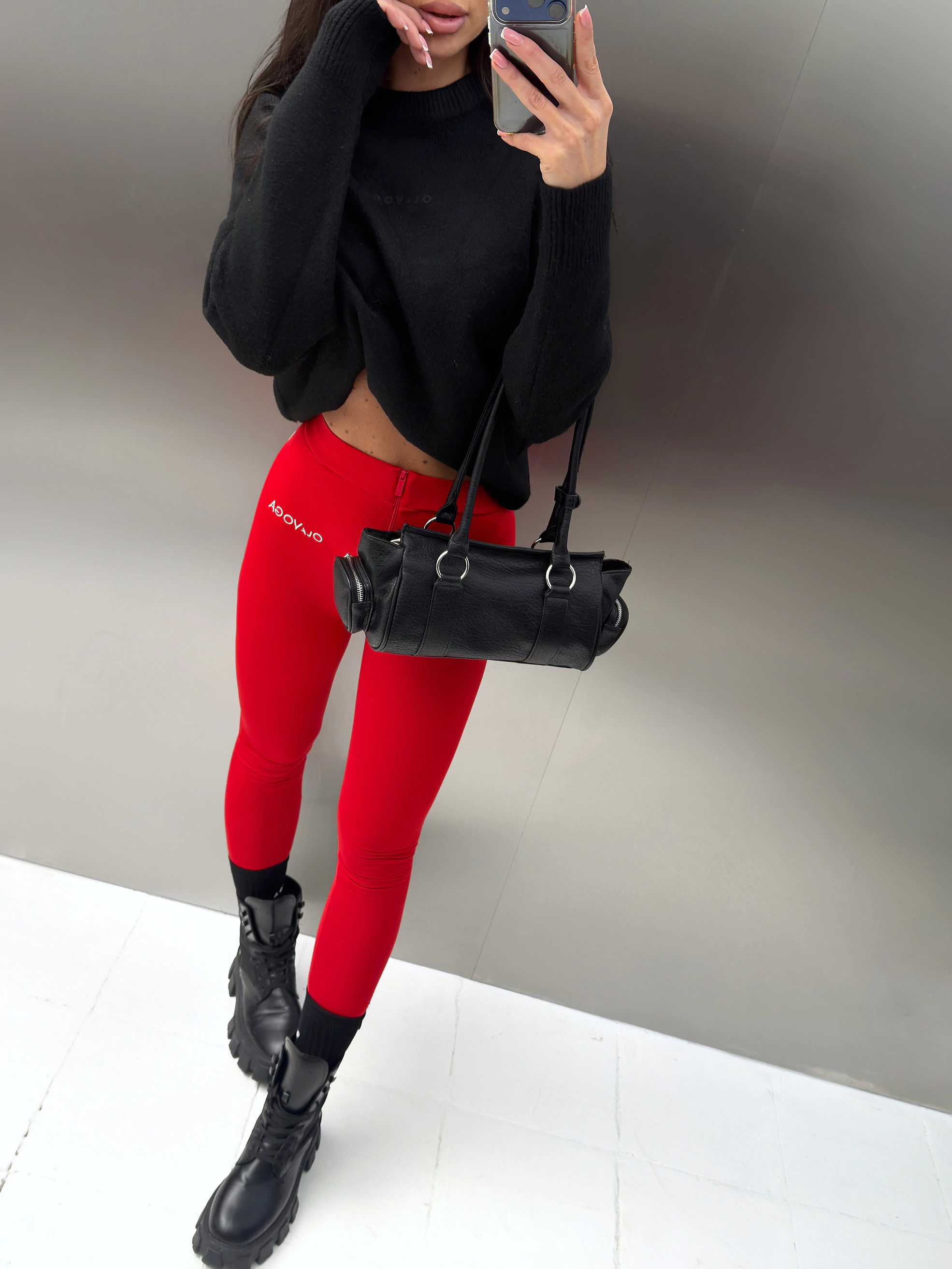 Damen-Leggings mit Reißverschluss OLAVOGA LUXORA – Rot