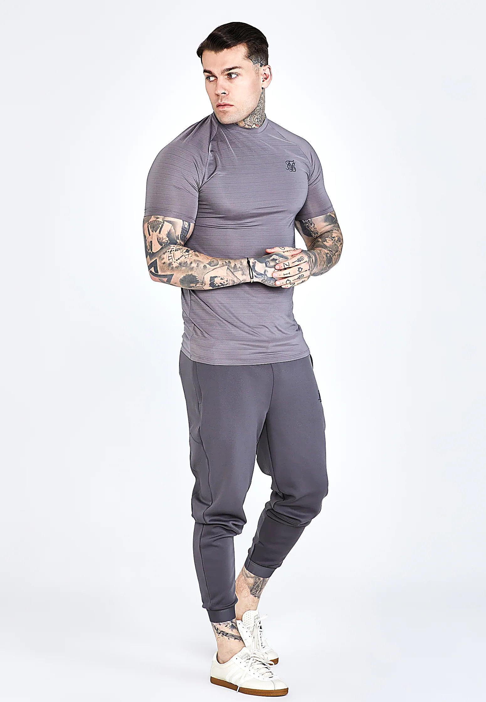T-shirt męski SIKSILK MUSCLE FIT 26509 - Szary