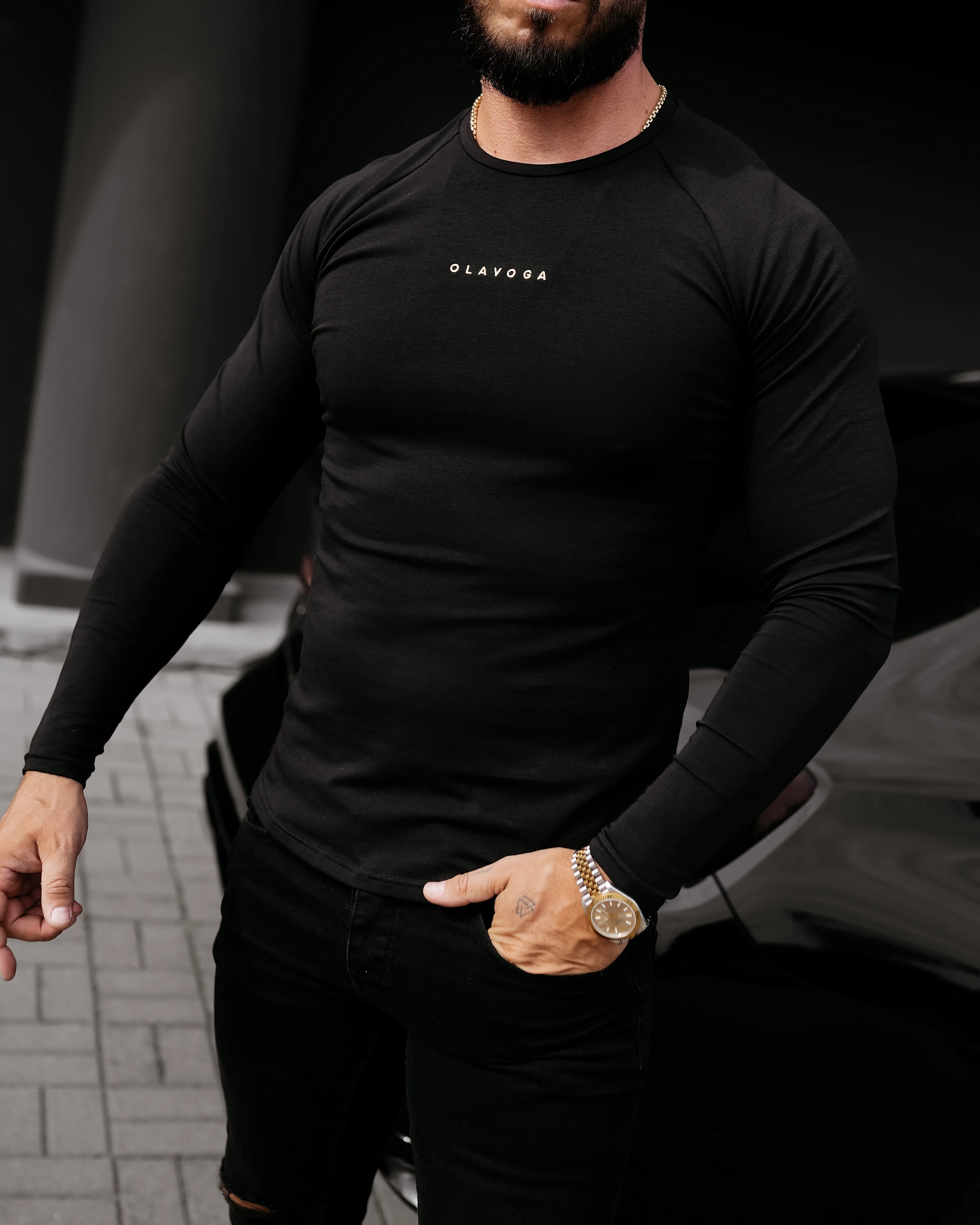 Longsleeve męski OLAVOGA Men CLEAR - Czarny