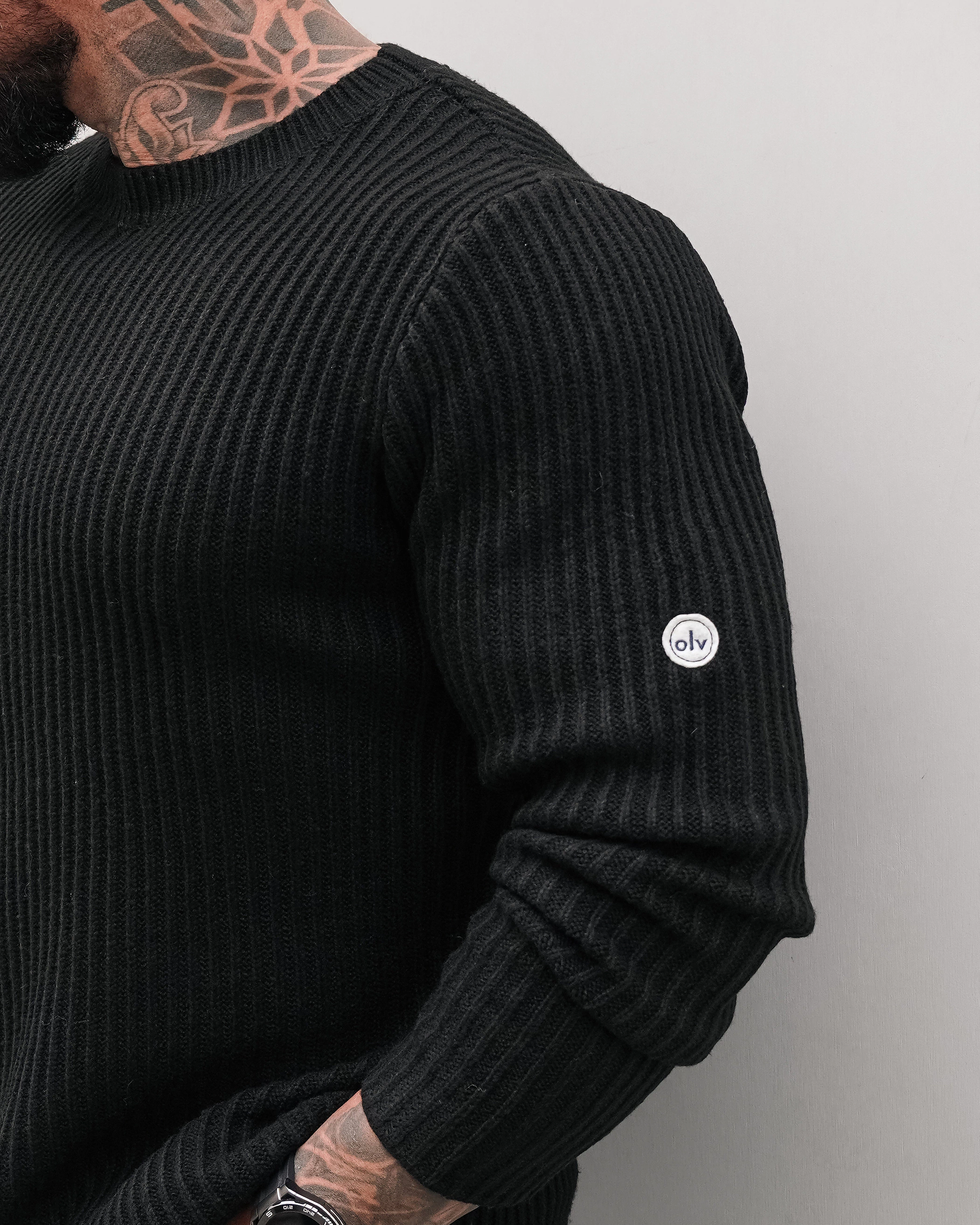 OLAVOGA Men SASIO men’s ribbed jumper – Black
