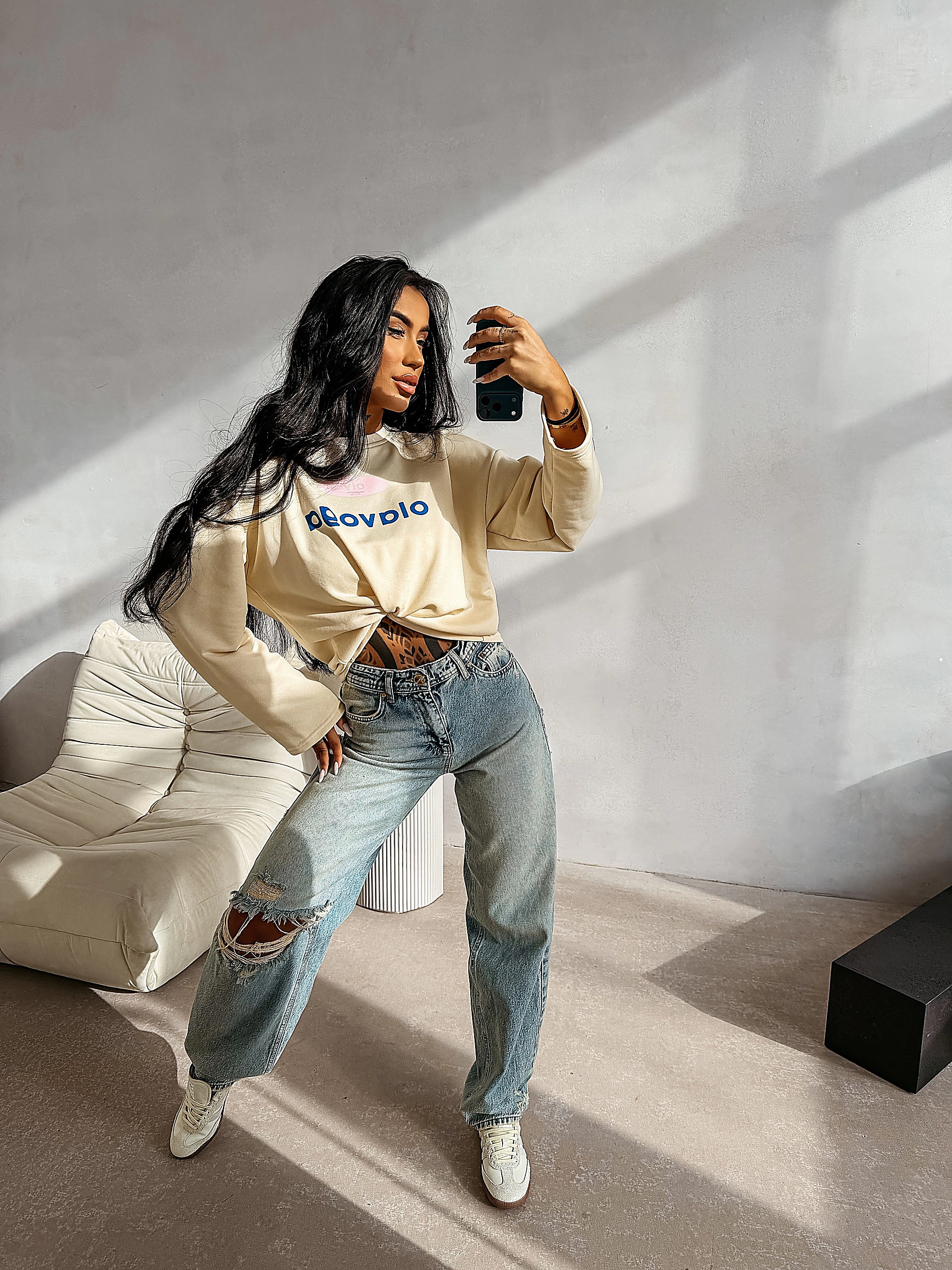 Women's sweatshirt OLAVOGA URBAN ROYAL - Écru