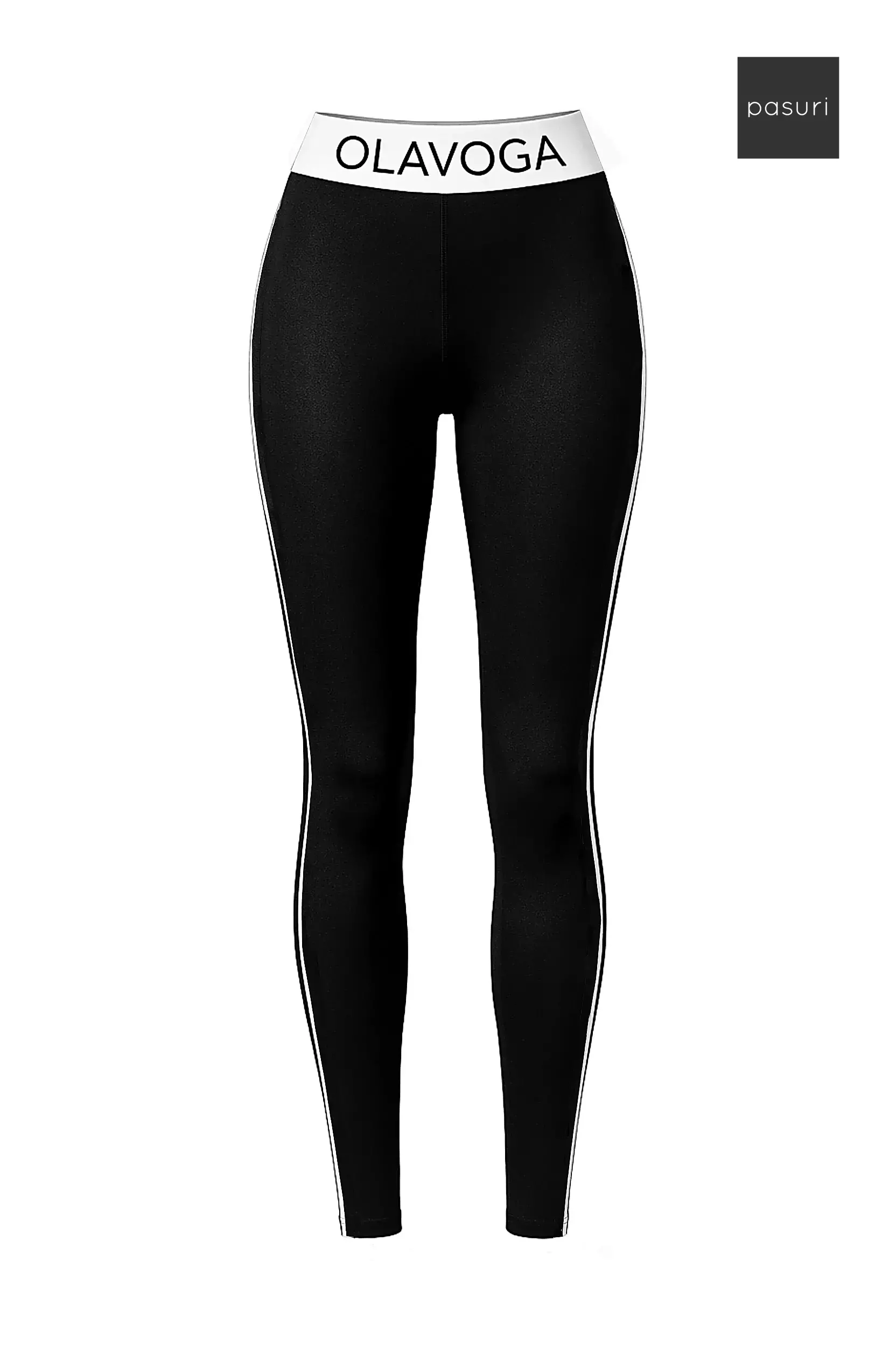 Legginsy damskie z szeroką gumą OLAVOGA PATIA - Czarny