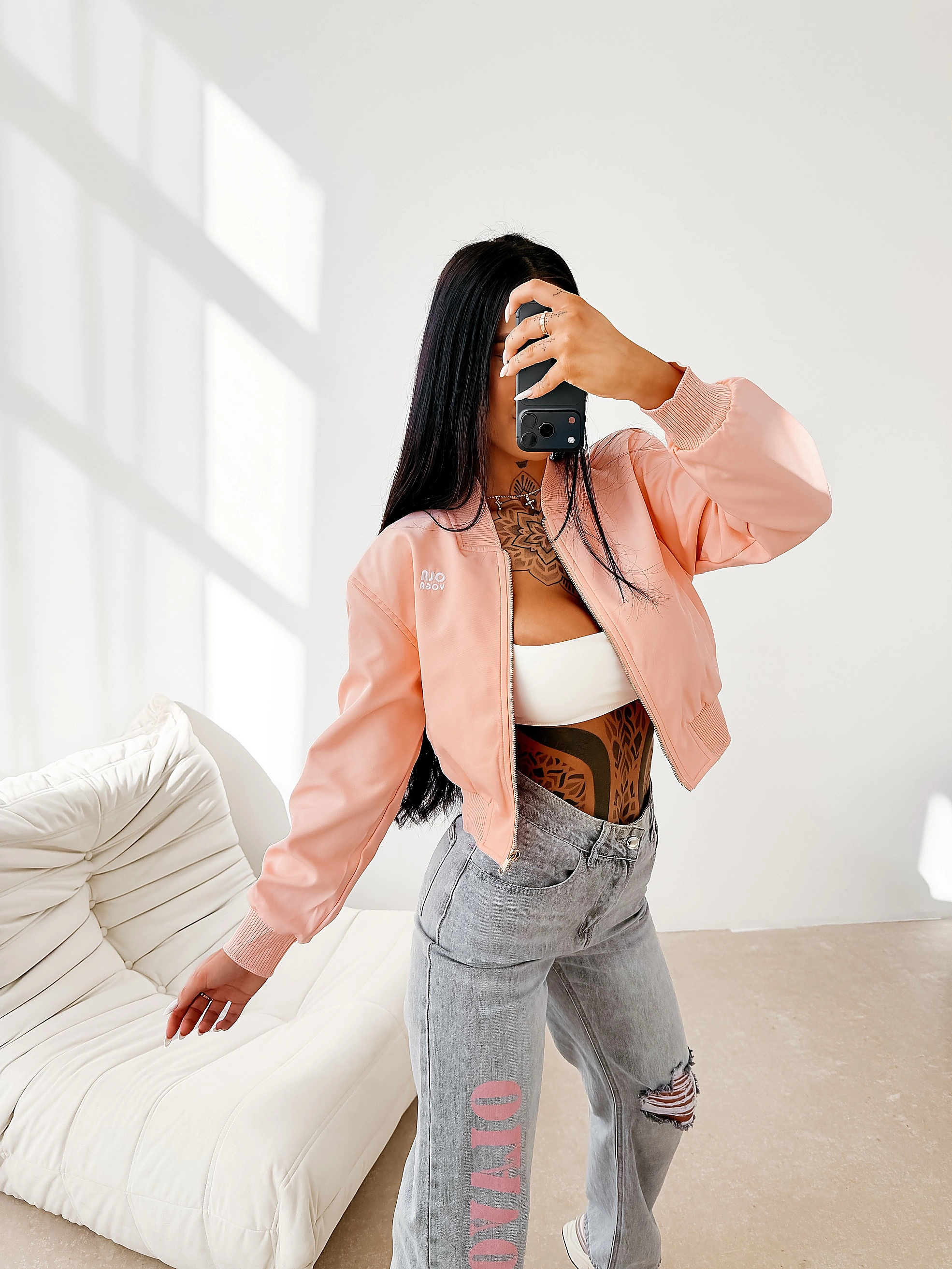 OLAVOGA MASTI bomber jacket - Neon coral
