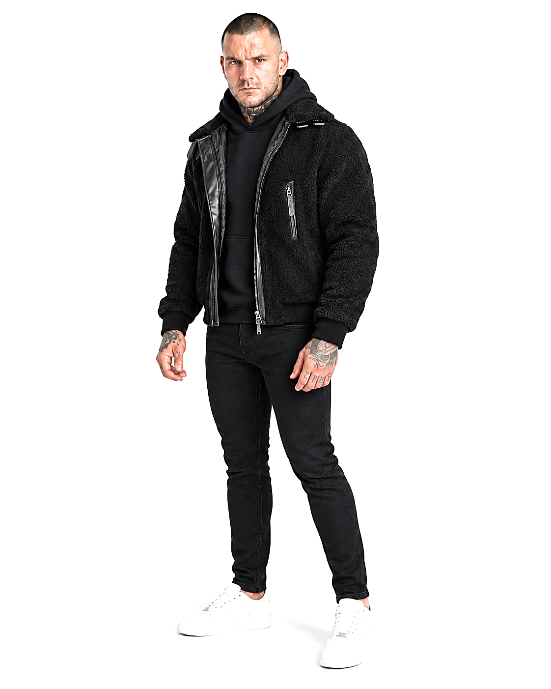 SIKSILK SHERPA 26732 isolierte Bomberjacke für Herren - Schwarz