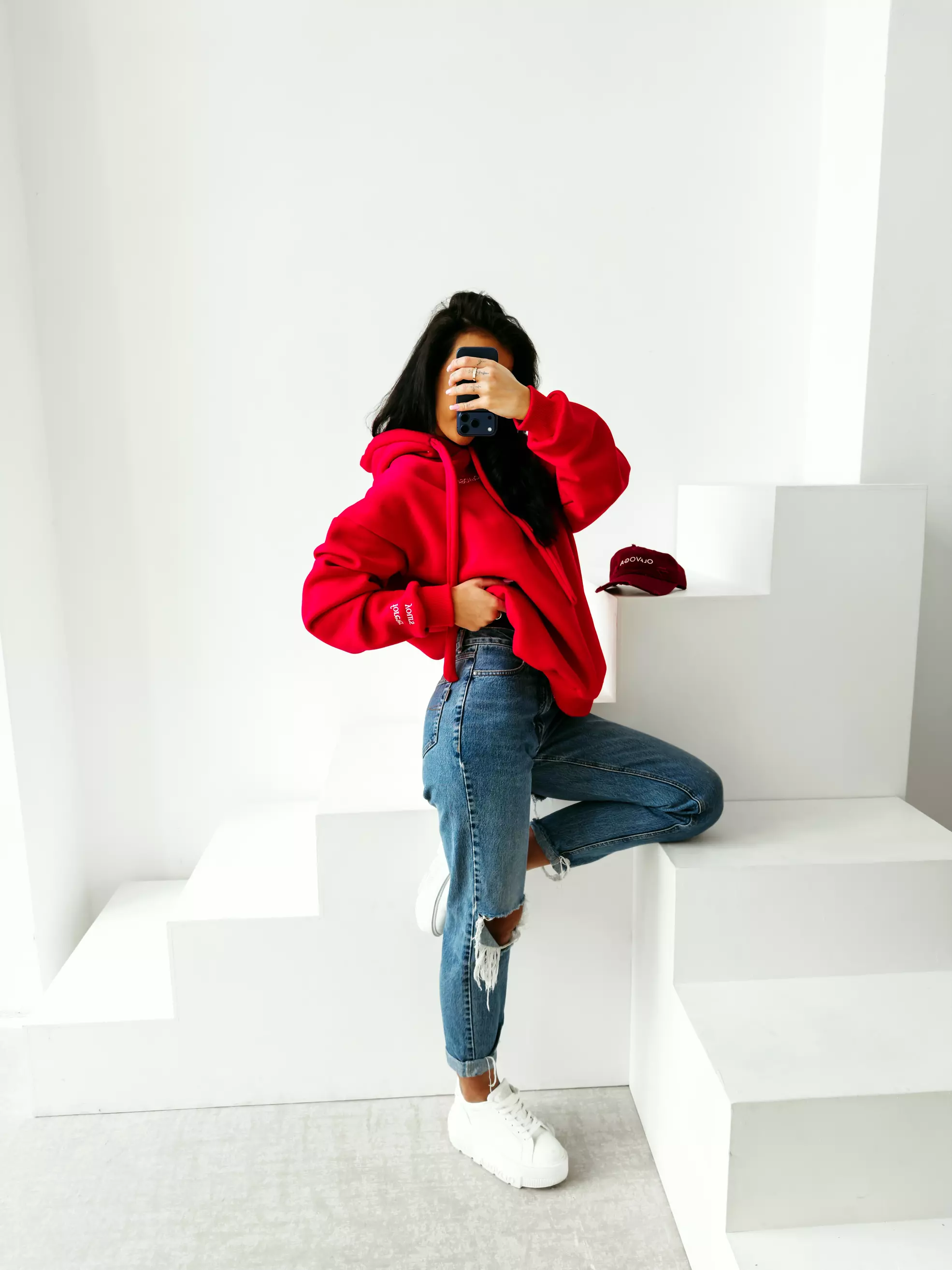 Bluza damska Matchy Matchy OLAVOGA ADORE - Czerwony