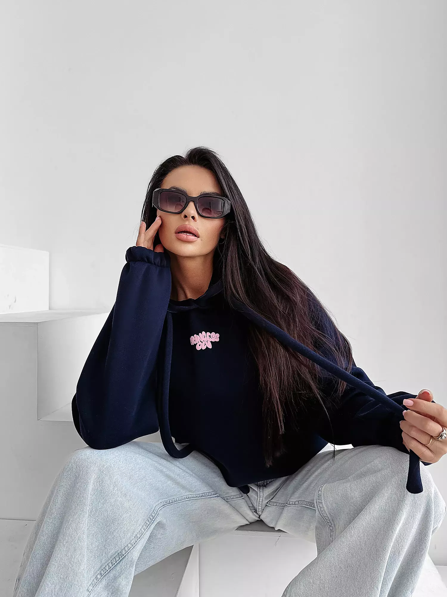 OLAVOGA FROST LAYER dámská mikina oversize - námořnická modrá