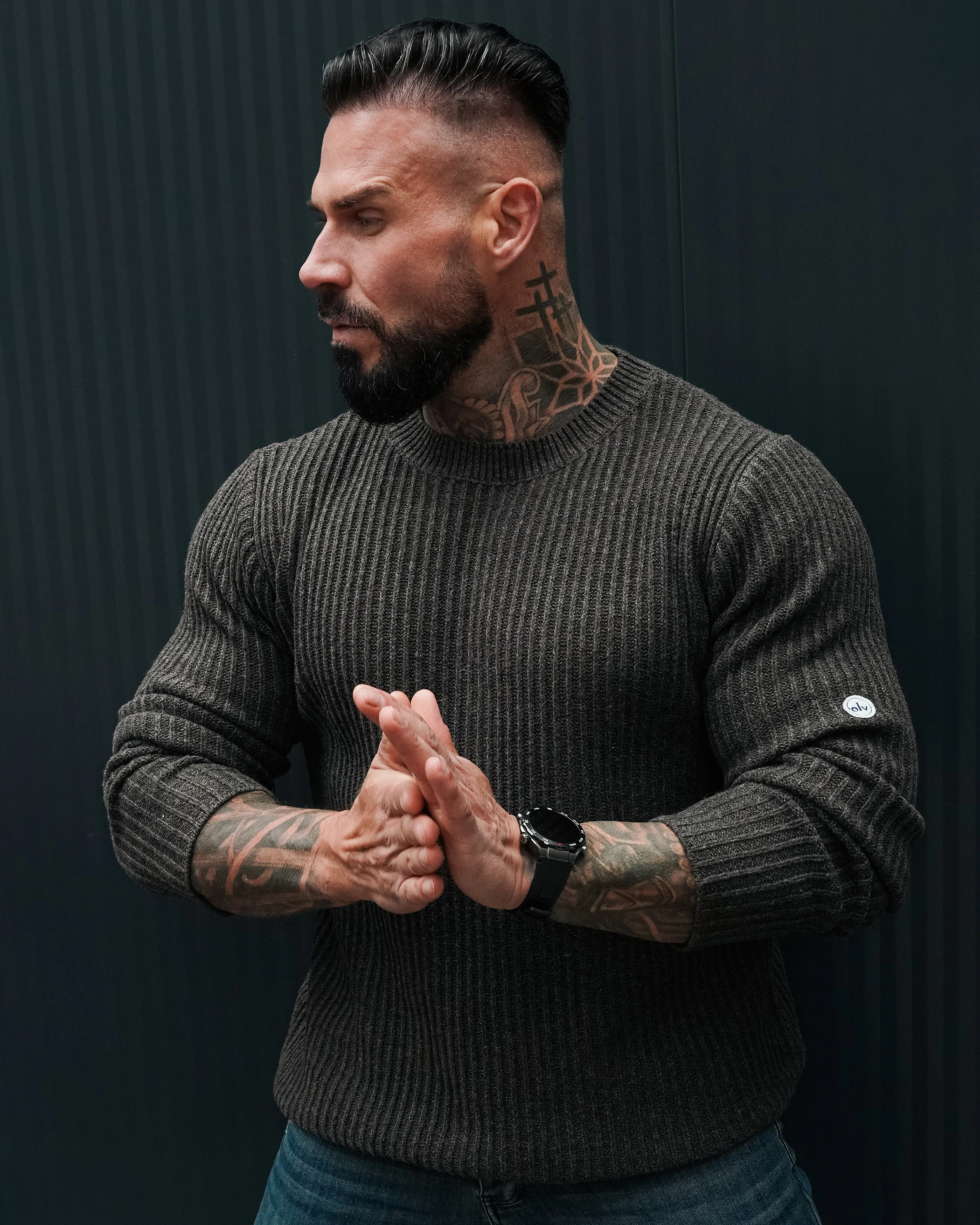 OLAVOGA Men SASIO men’s ribbed jumper – Coffee
