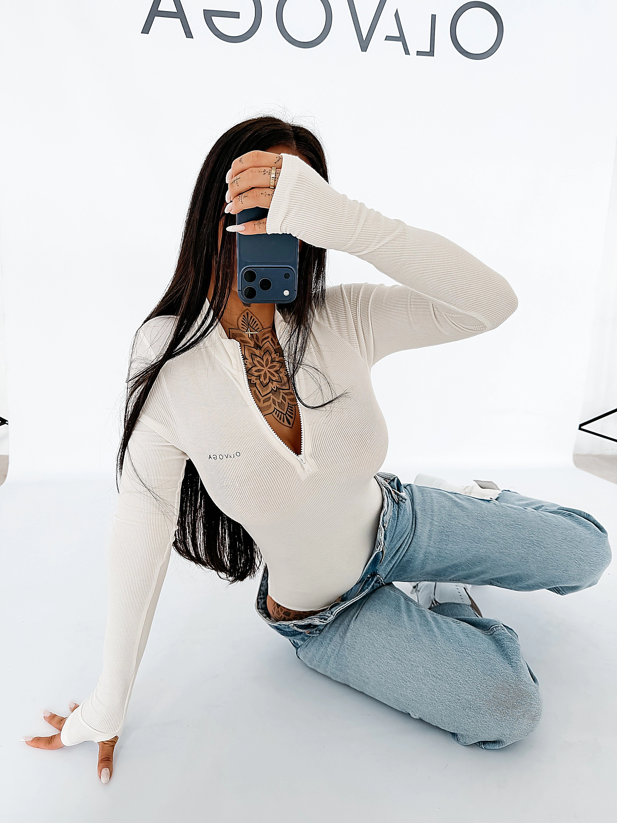 Women's button-up bodysuit OLAVOGA EGRI - Écru