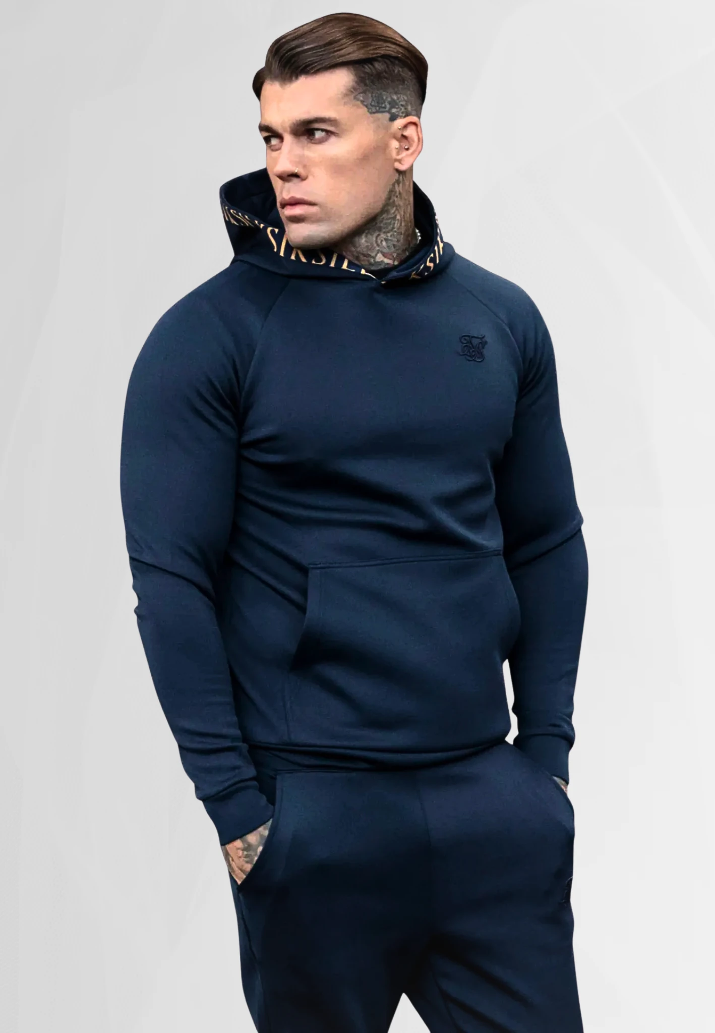 Men's SIKSILK DYNAMIC HOODIE kangaroo sweatshirt 26995 Navy blue
